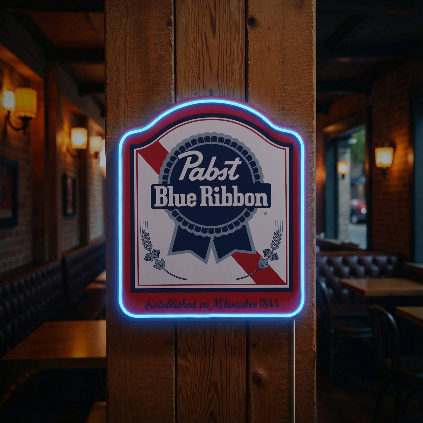 Pabst Blue Ribbon Shield LED Beer Sign for Bar Decor