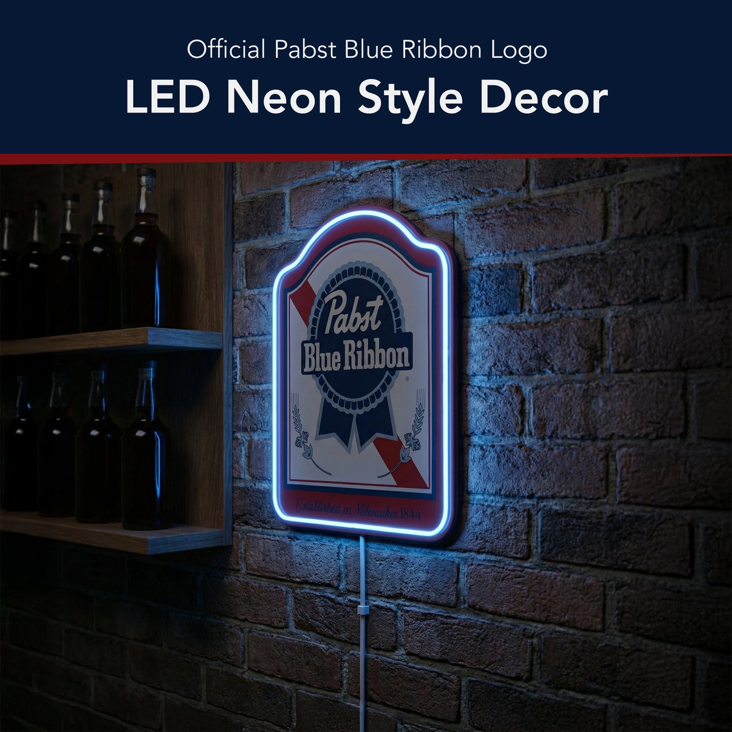 Pabst Blue Ribbon Shield LED Beer Sign for Bar Decor