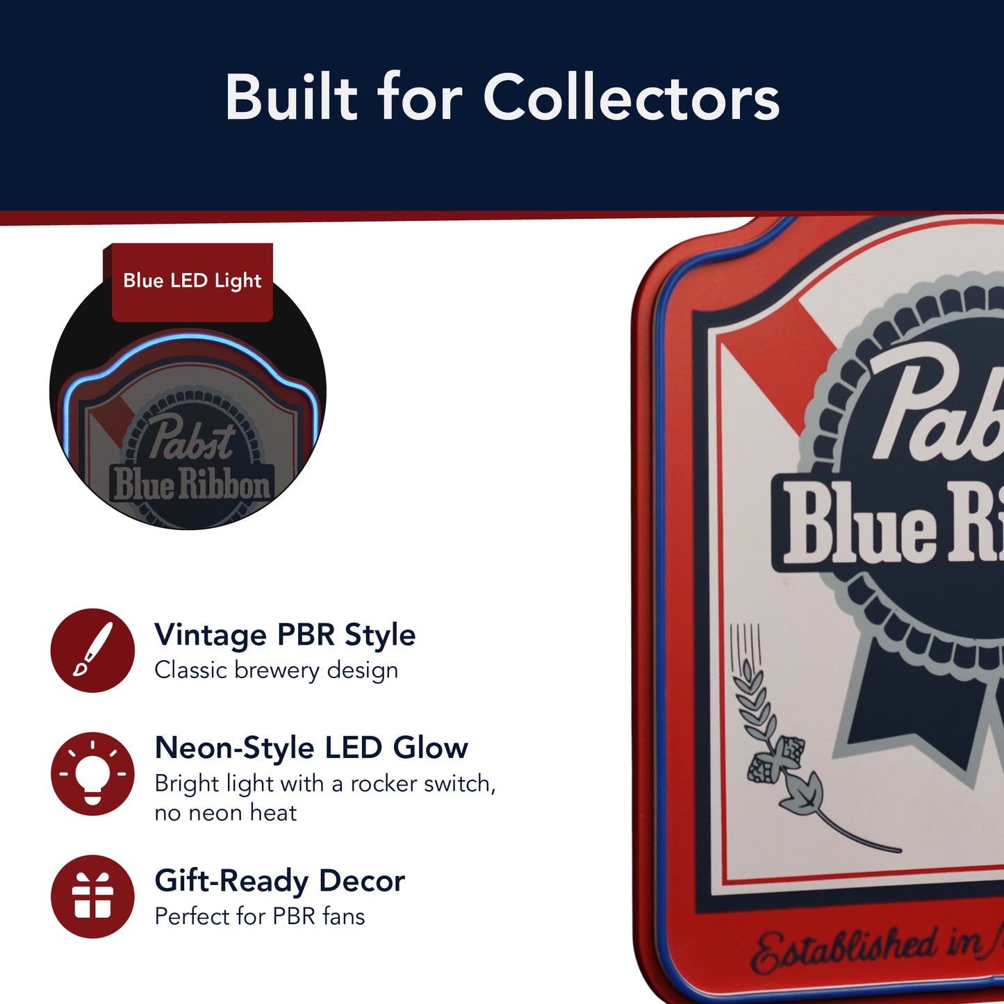 Pabst Blue Ribbon Shield LED Beer Sign for Bar Decor
