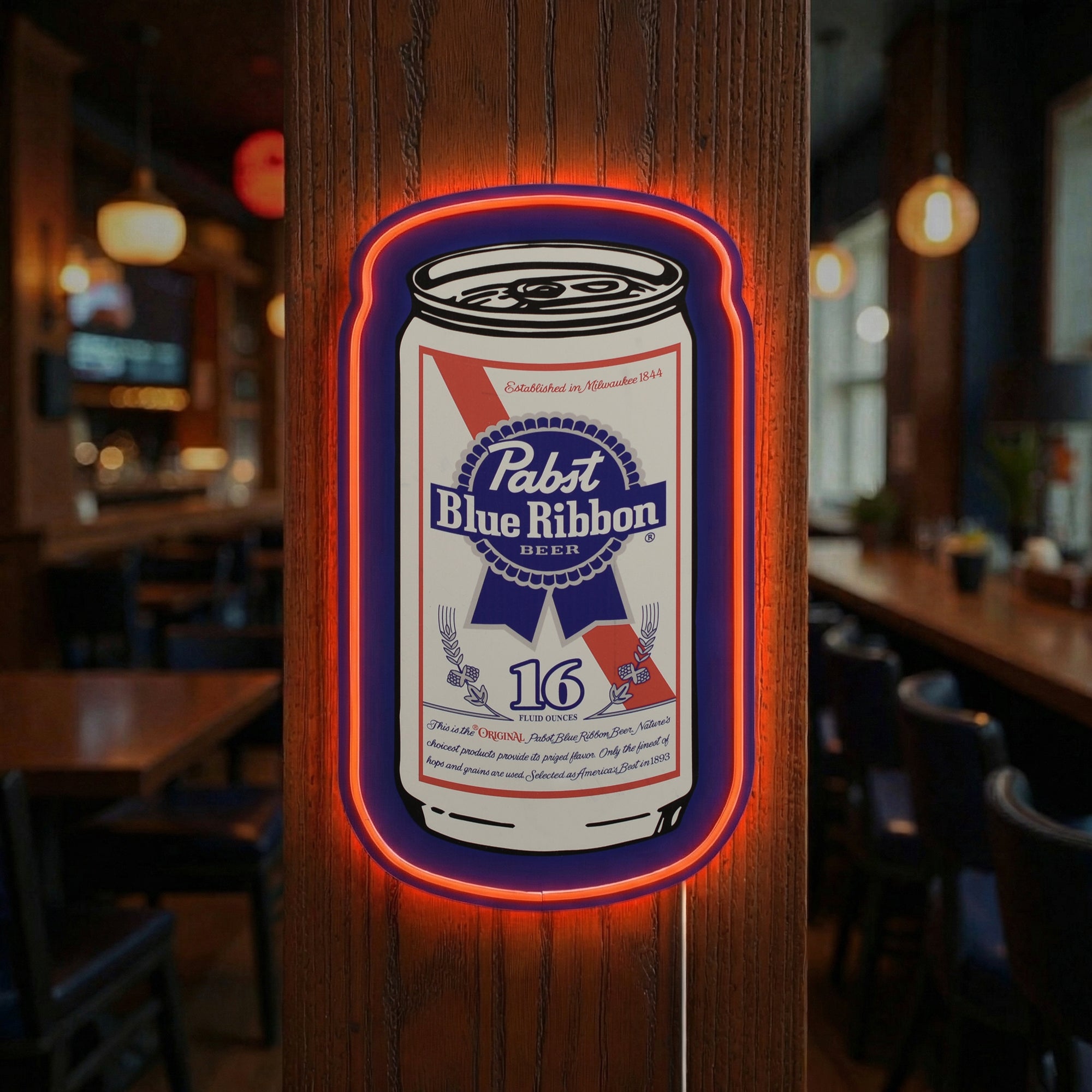 Pabst Blue Ribbon Can LED Beer Sign for Bar Wall Decor