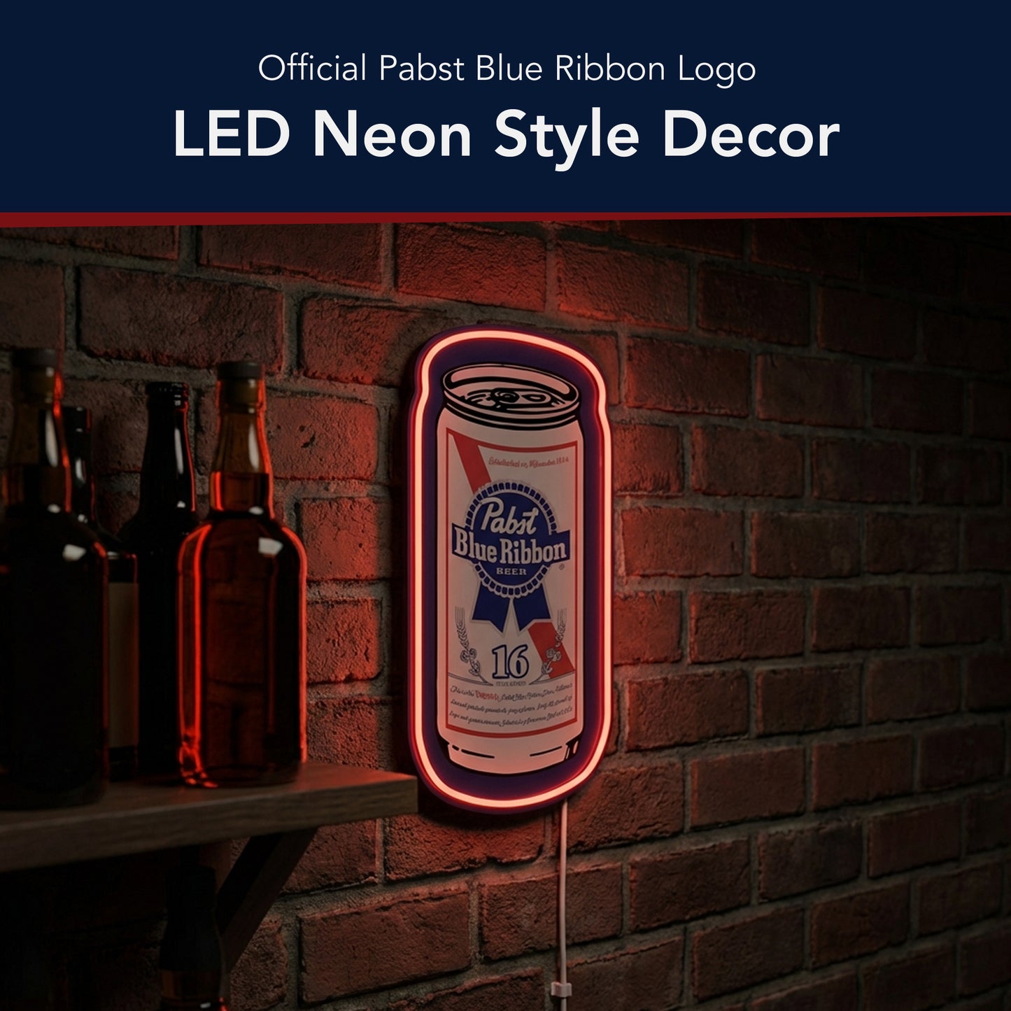 Pabst Blue Ribbon Can LED Beer Sign for Bar Wall Decor