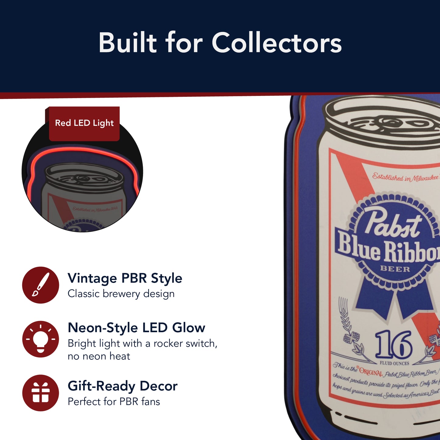 Pabst Blue Ribbon Can LED Beer Sign for Bar Wall Decor