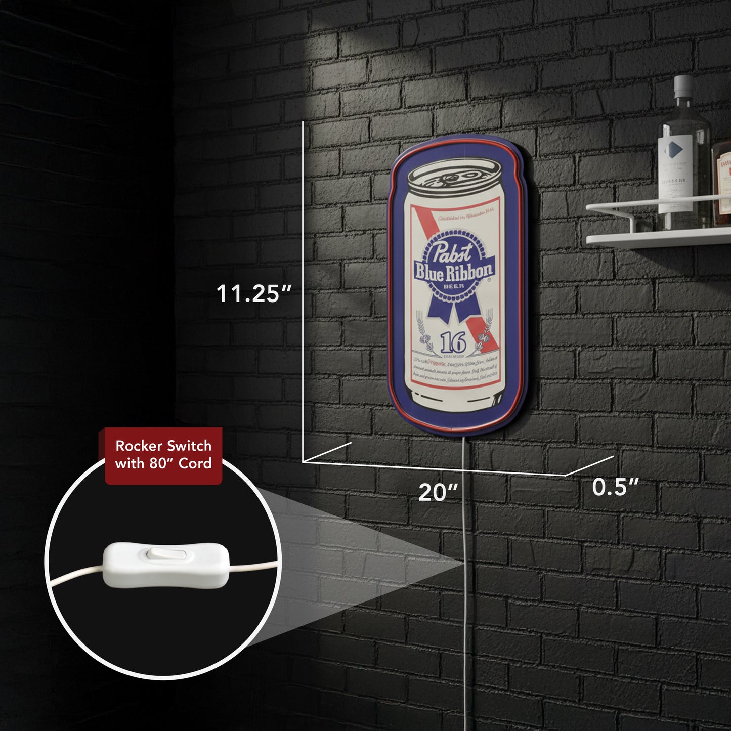 Pabst Blue Ribbon Can LED Beer Sign for Bar Wall Decor