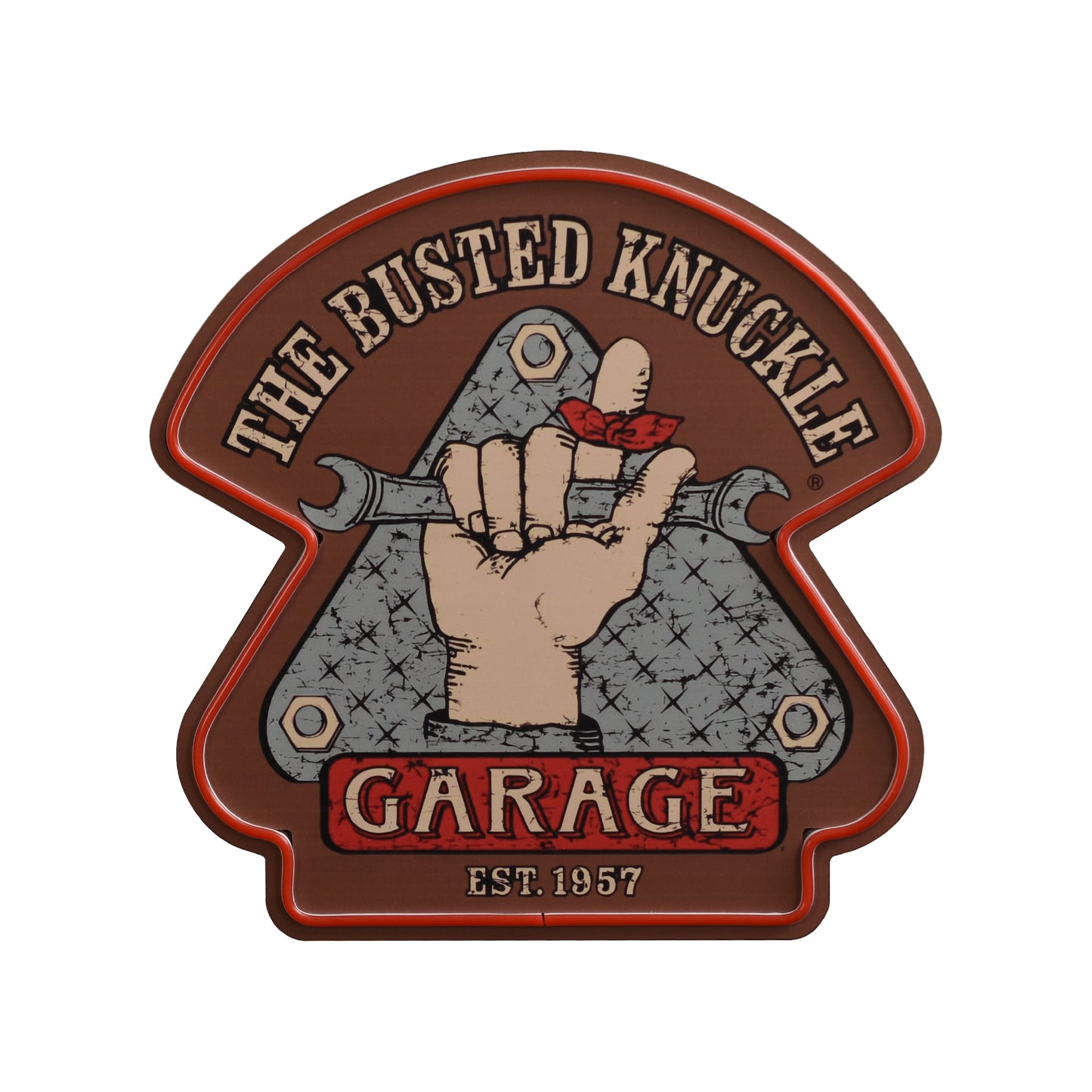 Busted Knuckle Garage LED Sign for Man Cave & Workshop