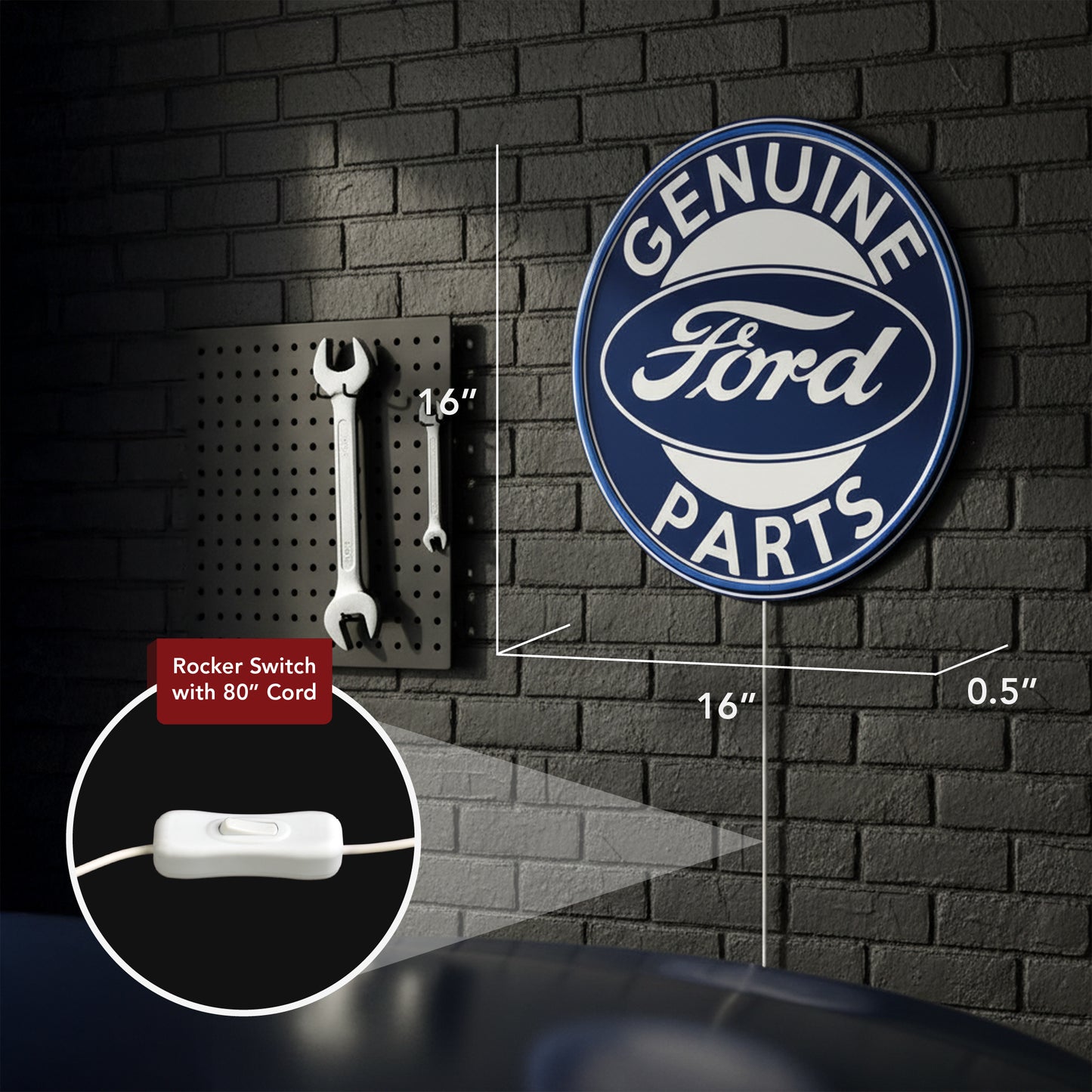 Vintage Ford LED Wall Sign for Garage & Man Cave