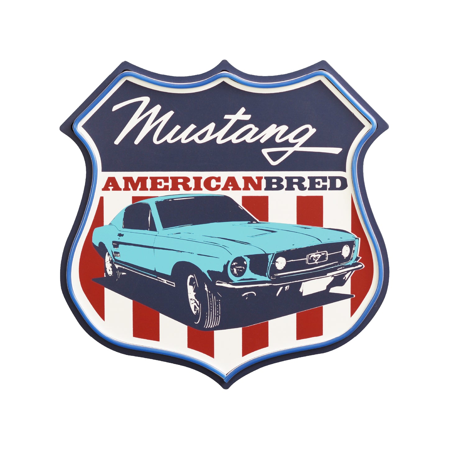 Vintage Mustang American Breed LED Wall Sign for Man Cave & Garage