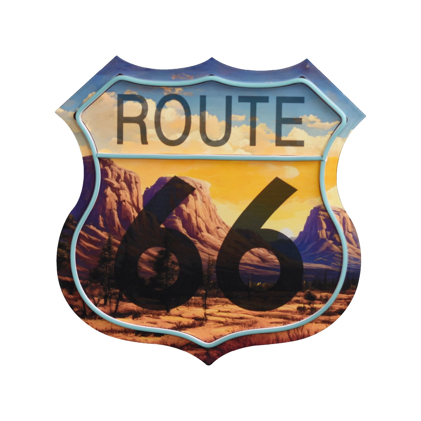 Route 66 LED Wall Sign for Garage & Man Cave