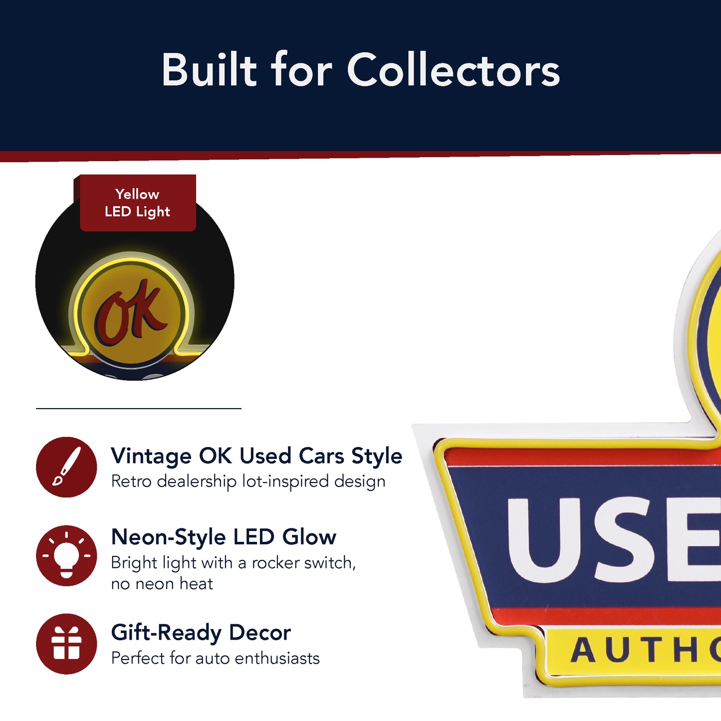 OK Used Cars LED Sign for Garage & Man Cave Wall Decor