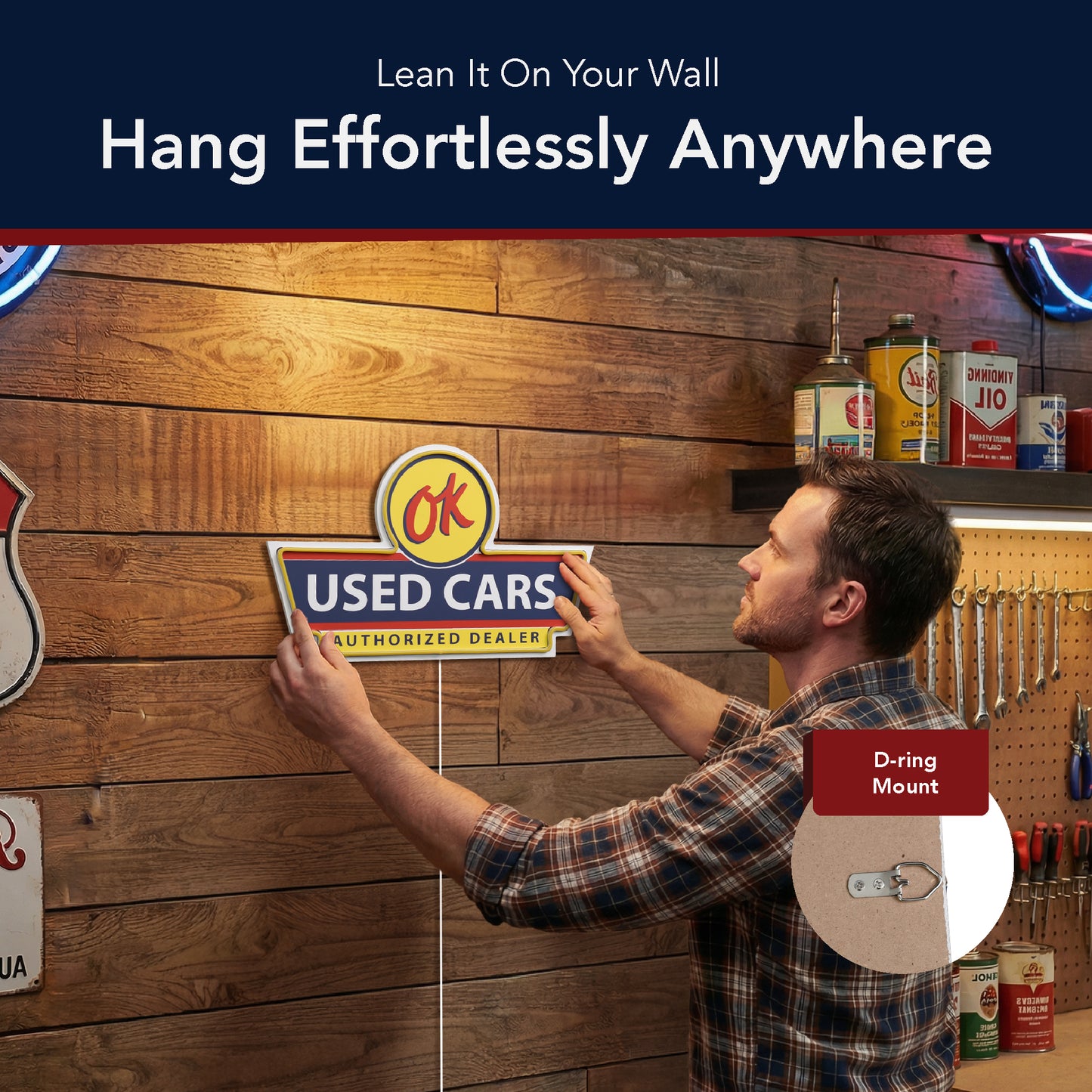 OK Used Cars LED Sign for Garage & Man Cave Wall Decor