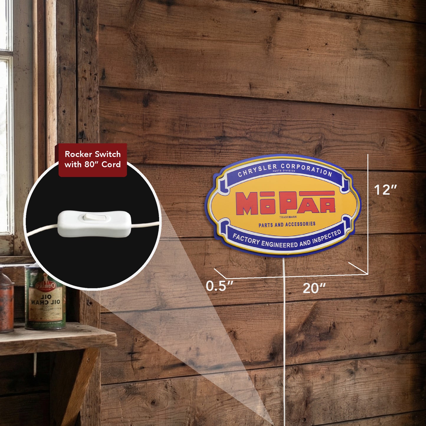 Mopar Parts LED Sign for Garage & Man Cave Decor