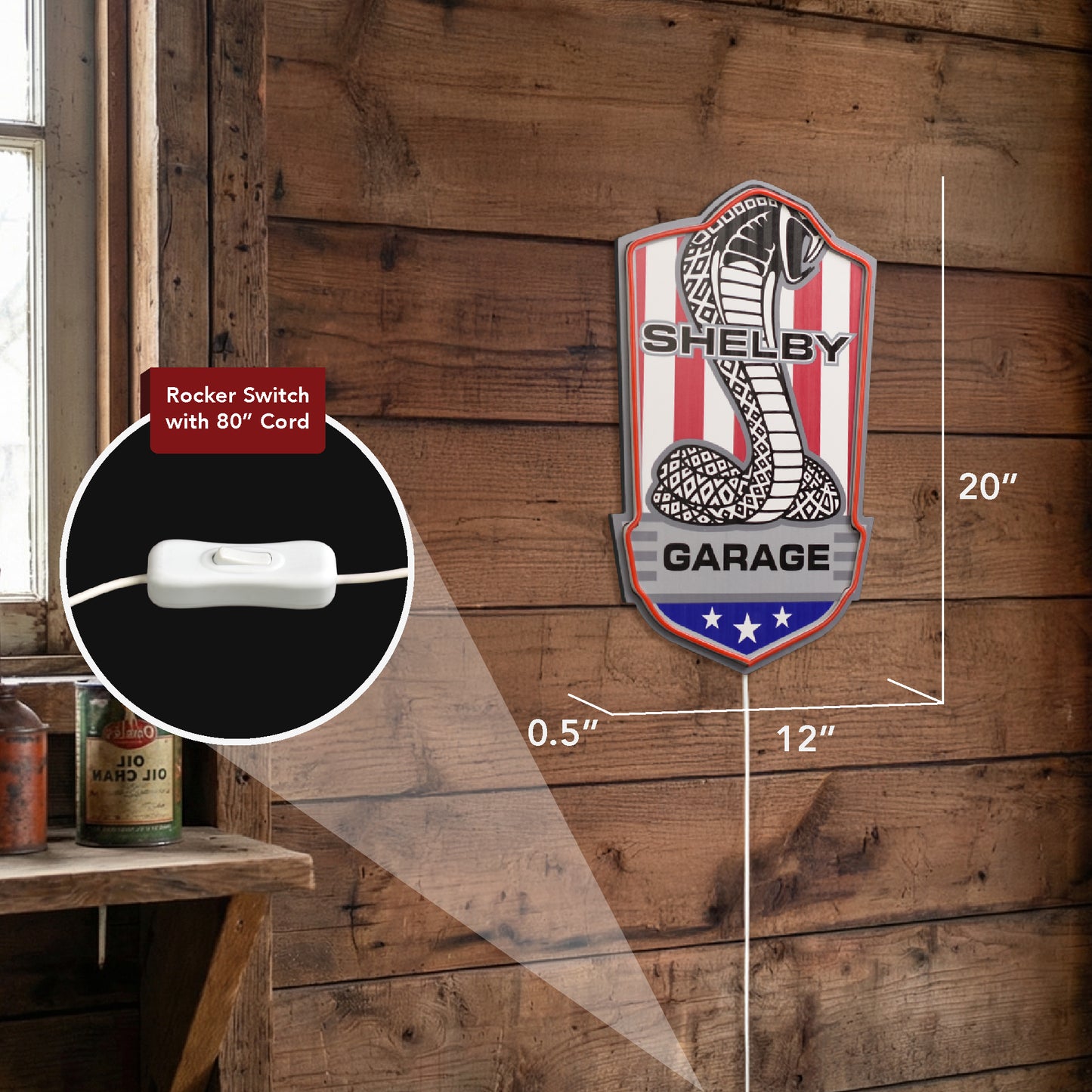 Shelby Garage LED Wall Sign for Man Cave & Garage