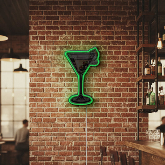 Martini Glass LED Sign for Bar & Wall Decor