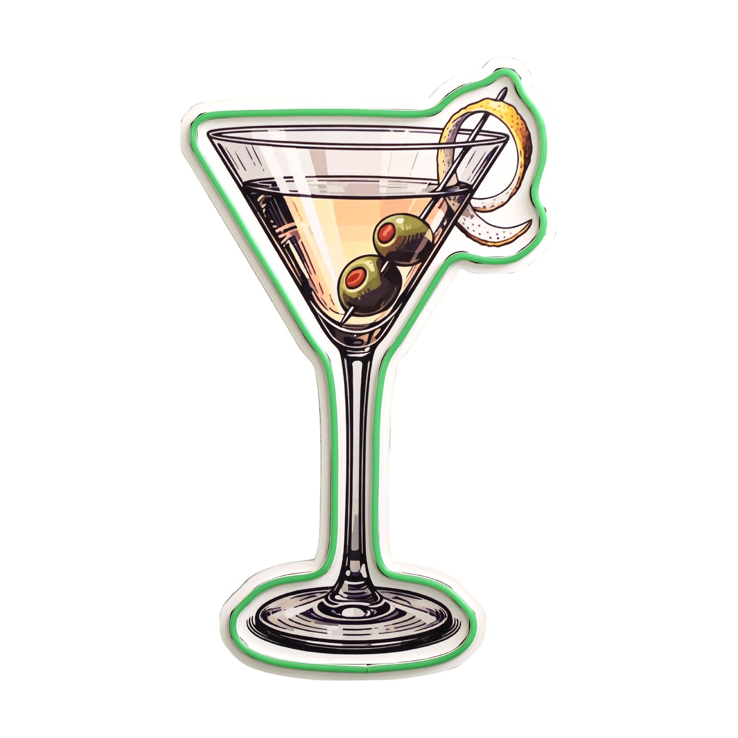 Martini Glass LED Sign for Bar & Wall Decor