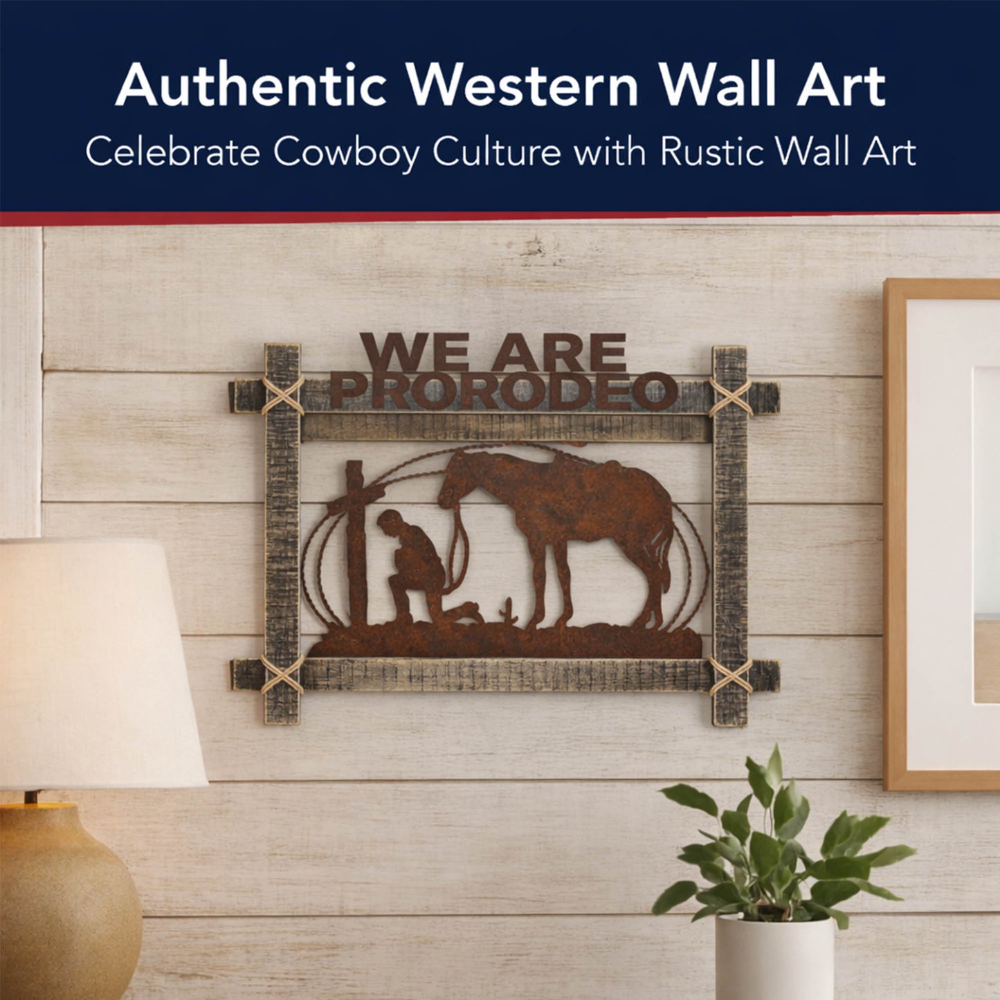 ProRodeo Cowboy Metal & Wood Wall Art - Rustic Western Decor
