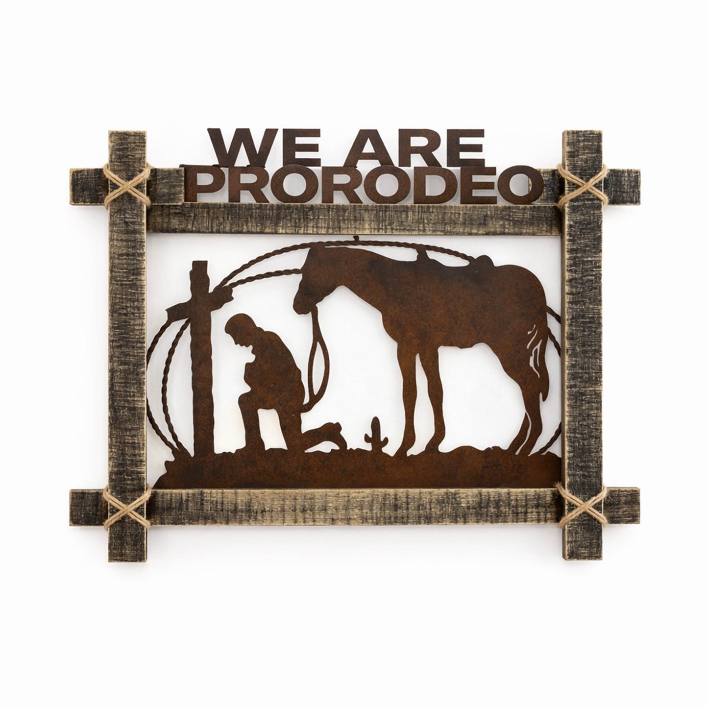 ProRodeo Cowboy Metal & Wood Wall Art - Rustic Western Decor