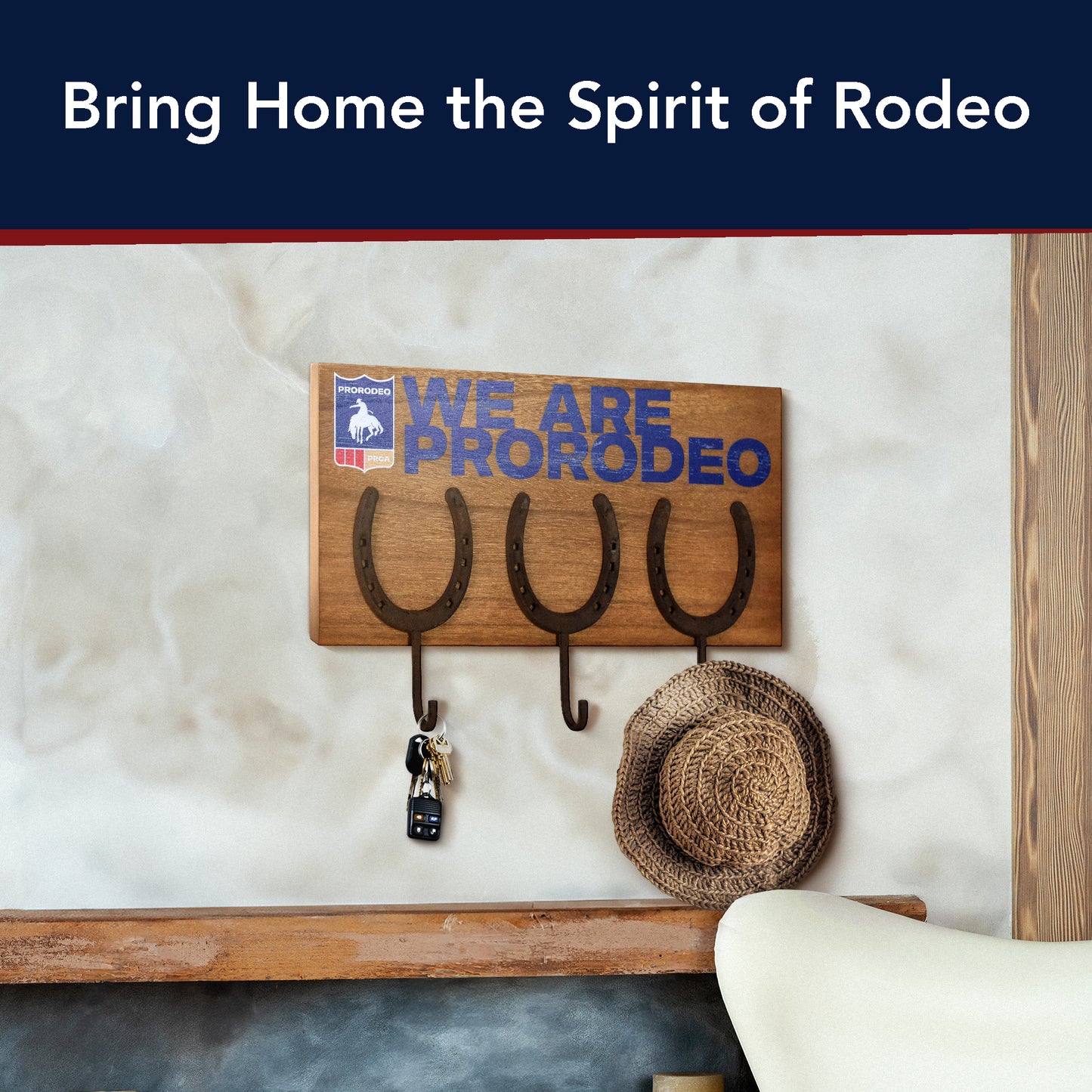 Rustic Pro Rodeo Horseshoe Metal Wall Decor with Hooks