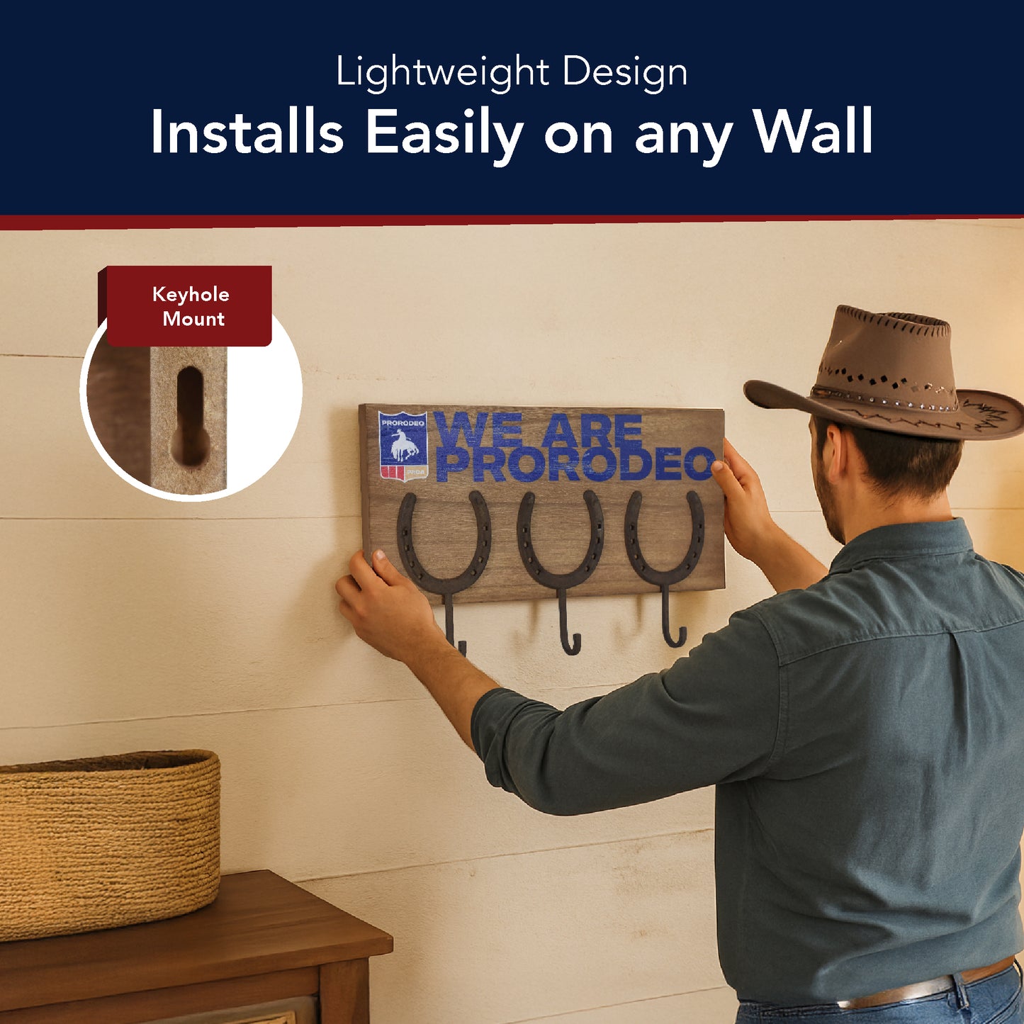 Rustic Pro Rodeo Horseshoe Metal Wall Decor with Hooks