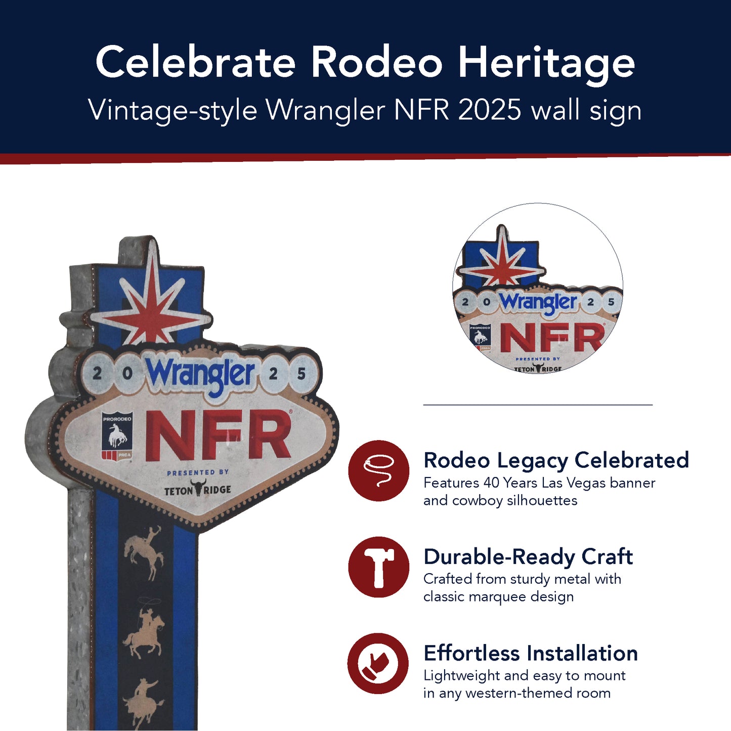 Wrangler NFR 2025 Western Metal Wall Art Sign