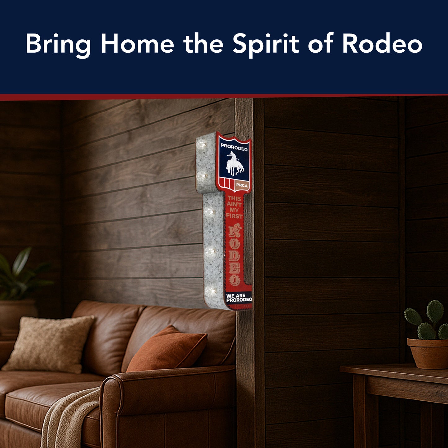 PRCA ProRodeo LED Marquee Metal Sign - Western Cowboy Wall Decor