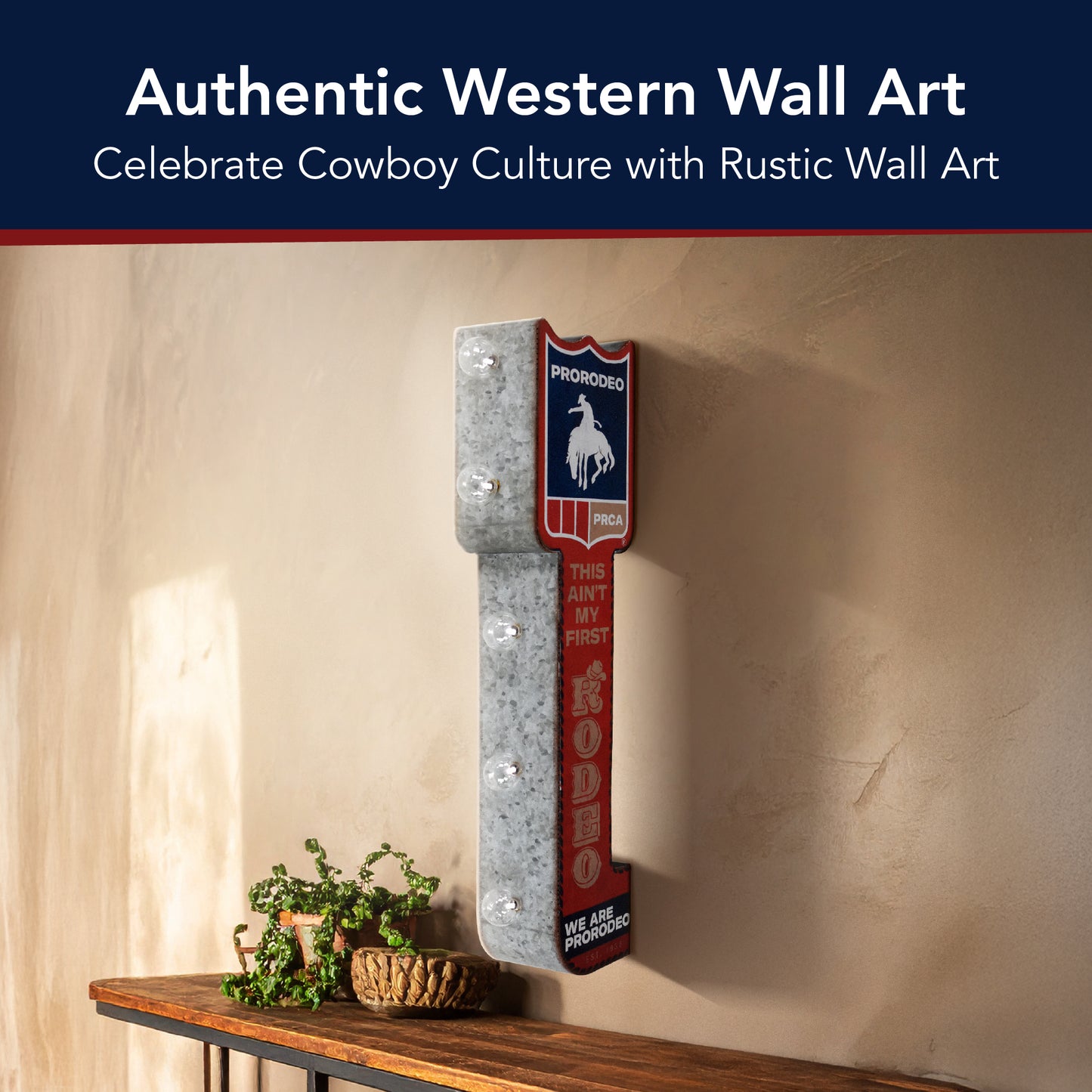 PRCA ProRodeo LED Marquee Metal Sign - Western Cowboy Wall Decor