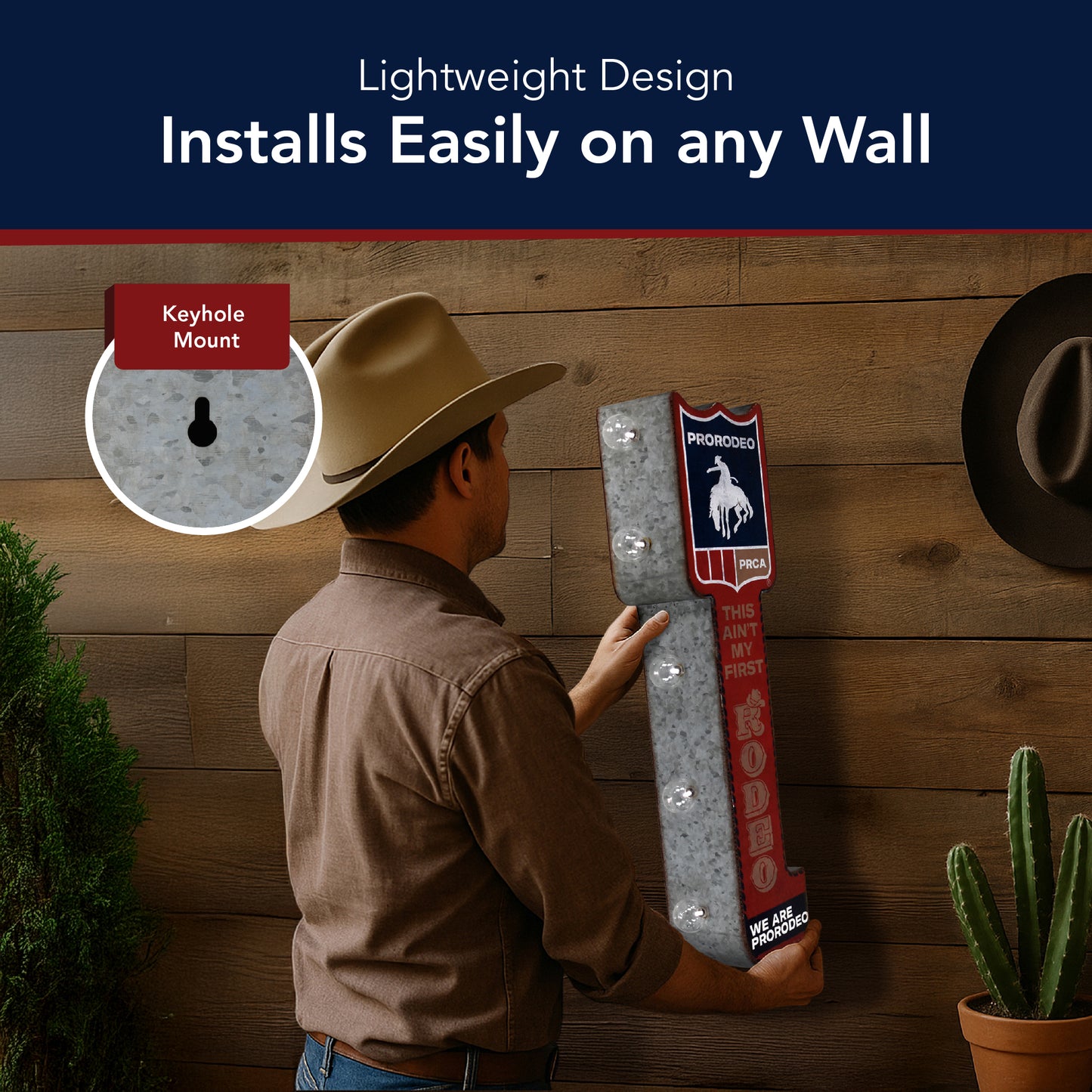 PRCA ProRodeo LED Marquee Metal Sign - Western Cowboy Wall Decor