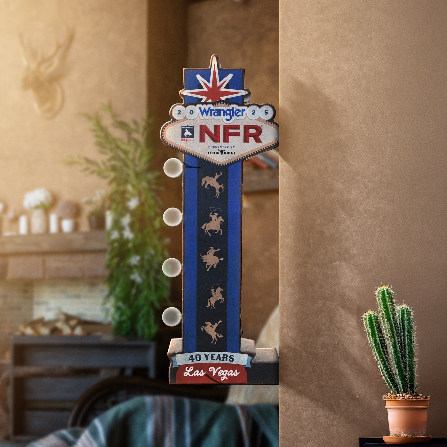 Wrangler NFR 2025 LED Metal Marquee Sign - Western Wall Decor