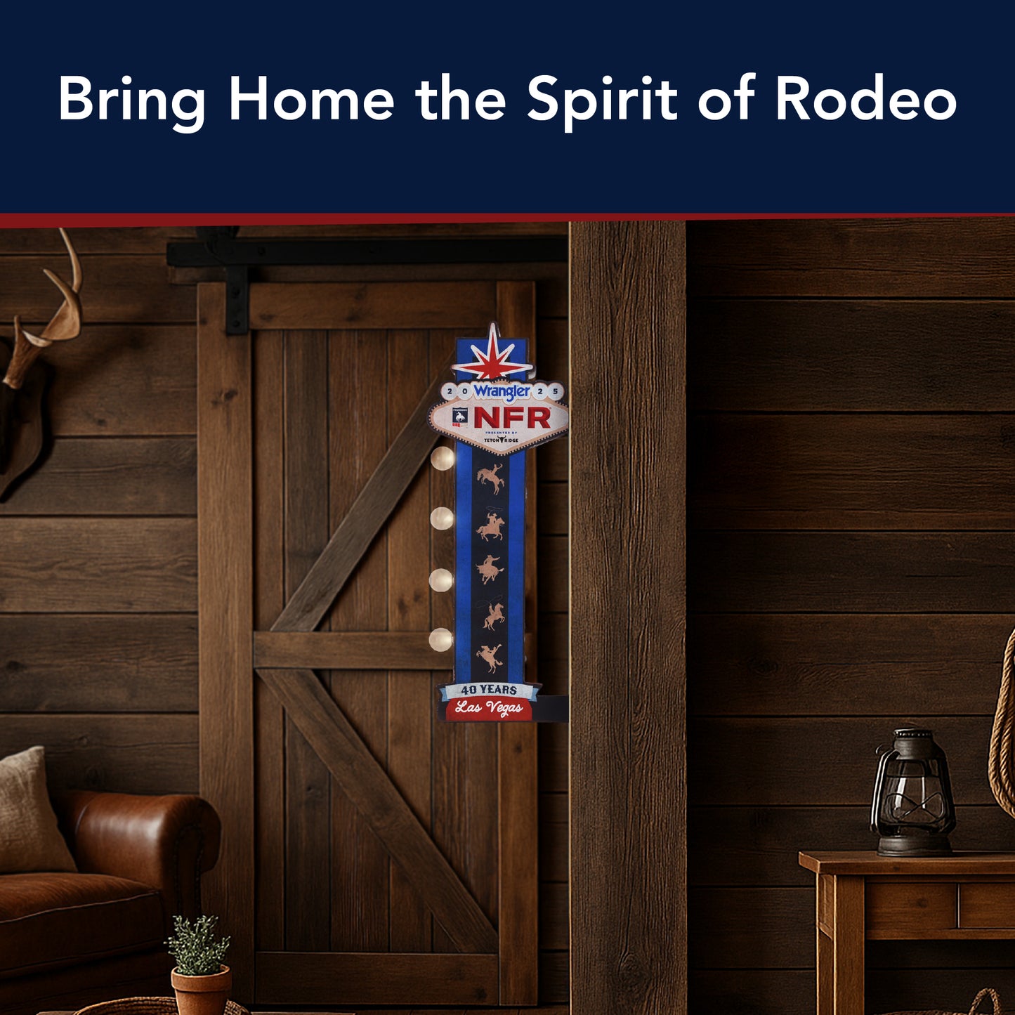 Wrangler NFR 2025 LED Metal Marquee Sign - Western Wall Decor