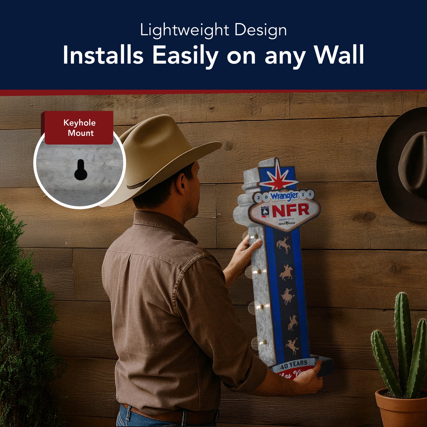 Wrangler NFR 2025 LED Metal Marquee Sign - Western Wall Decor