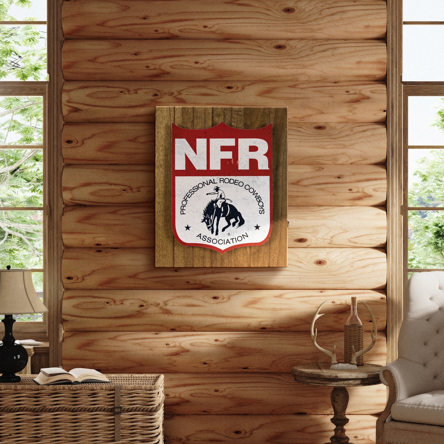 NFR PRCA LED Shield Wall Sign - Western Cowboy Chic Decor