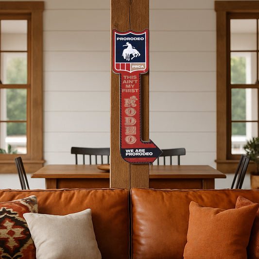 Arrow-Shaped "This Ain't My First Rodeo" Metal Sign
