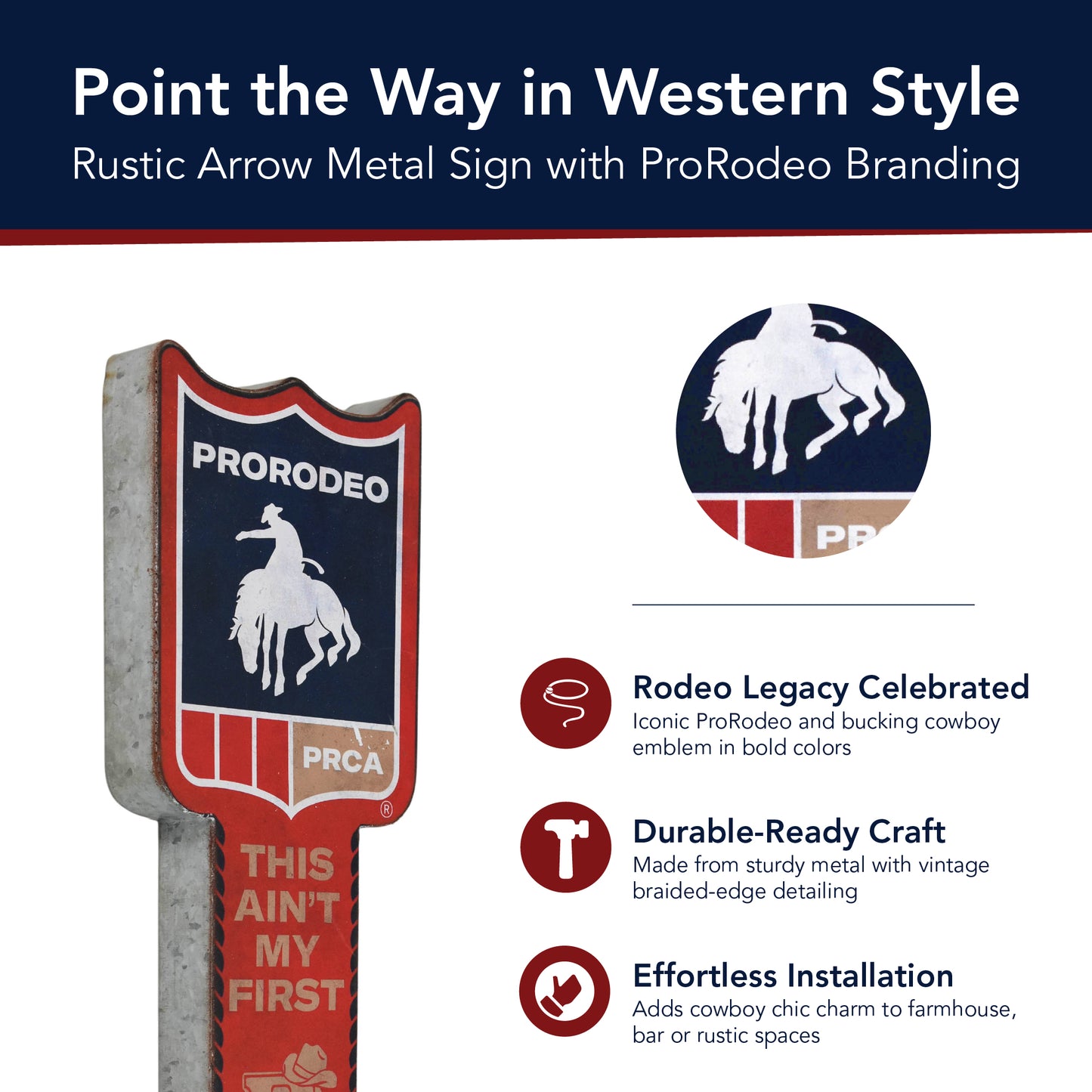 Arrow-Shaped "This Ain't My First Rodeo" Metal Sign