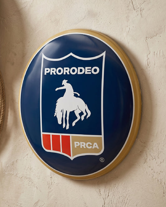 Pro Rodeo Shield Metal Wall Art 15" Round Cowboy Western Decor