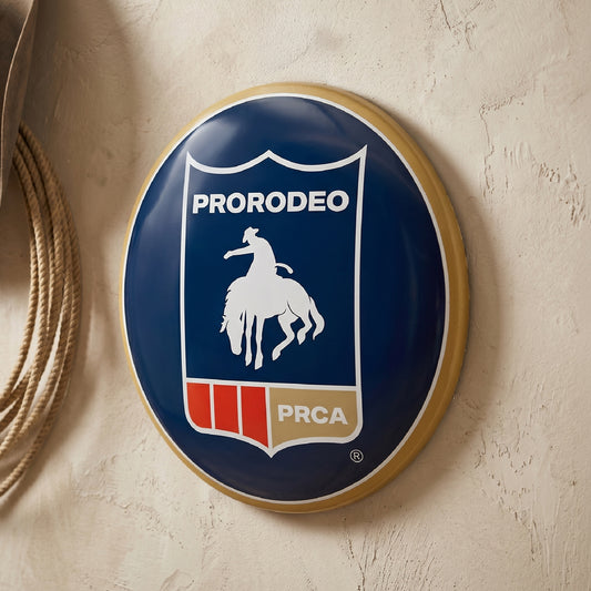 Pro Rodeo Shield Metal Wall Art 15" Round Cowboy Western Decor