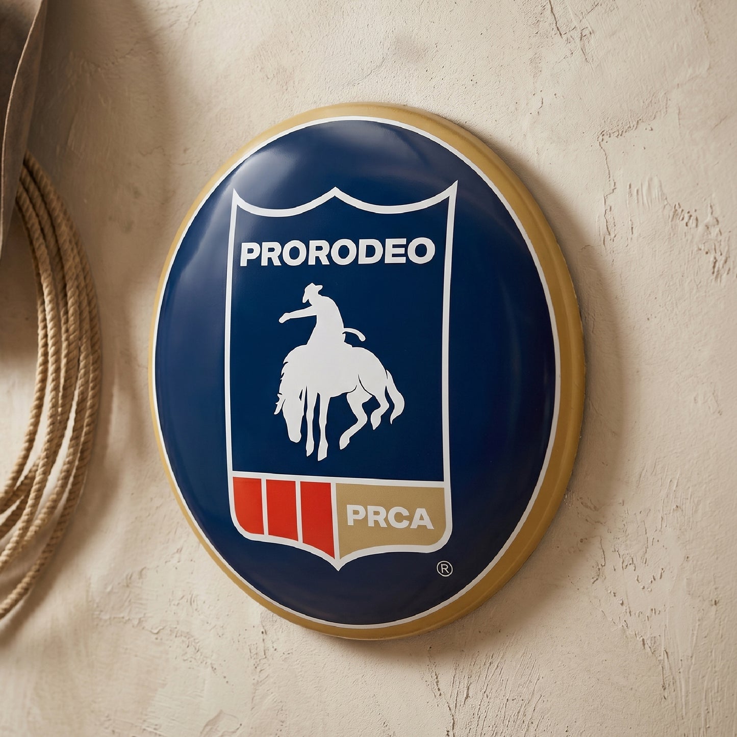 Pro Rodeo Shield Metal Wall Art 15" Round Cowboy Western Decor