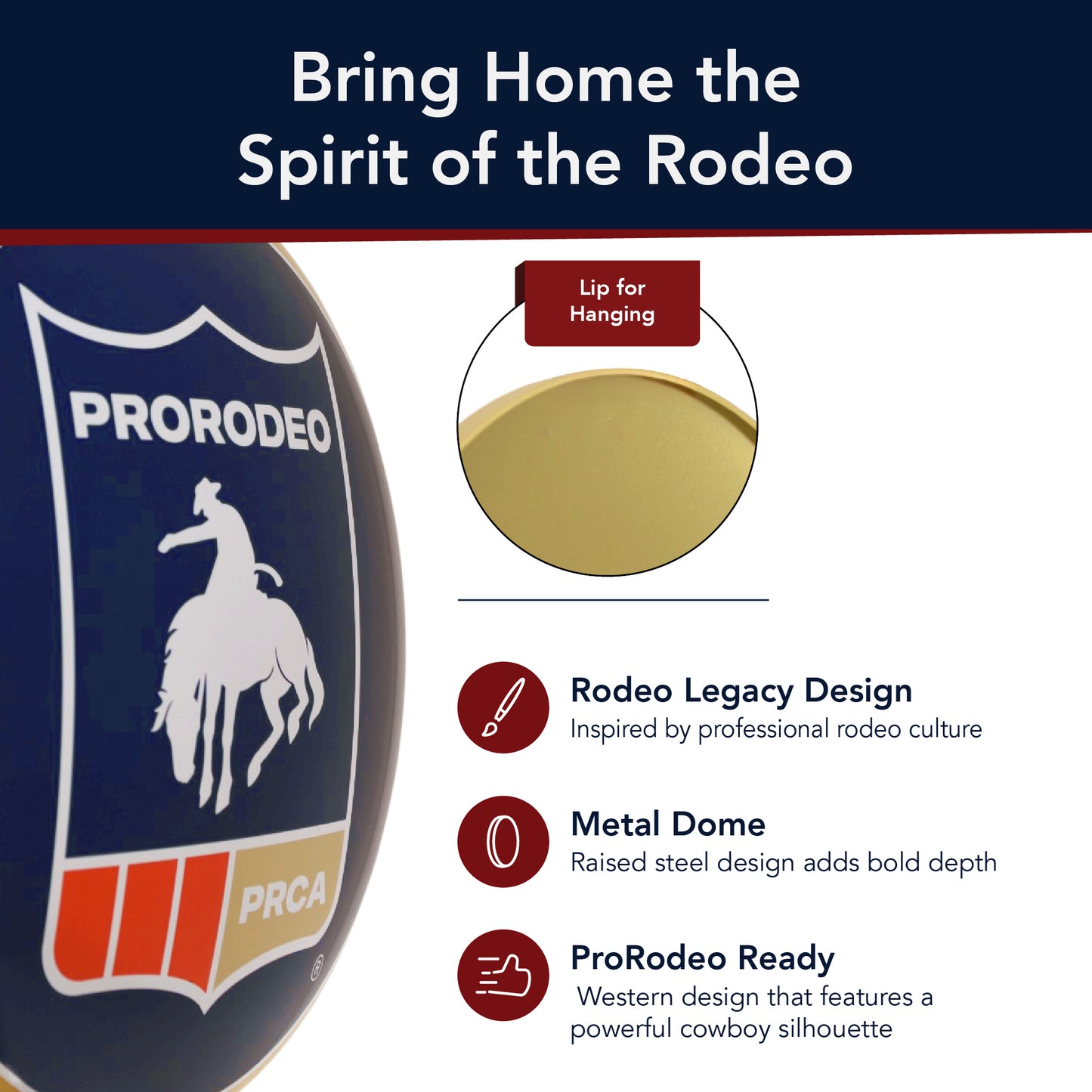 Pro Rodeo Shield Metal Wall Art 15 Inch Round Cowboy Western Decor