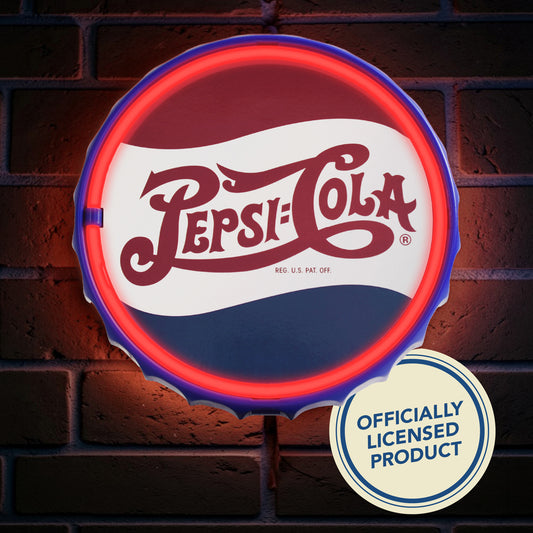 Pepsi Cola Vintage Bottle Cap LED Neon Sign 12" Retro Wall Decor