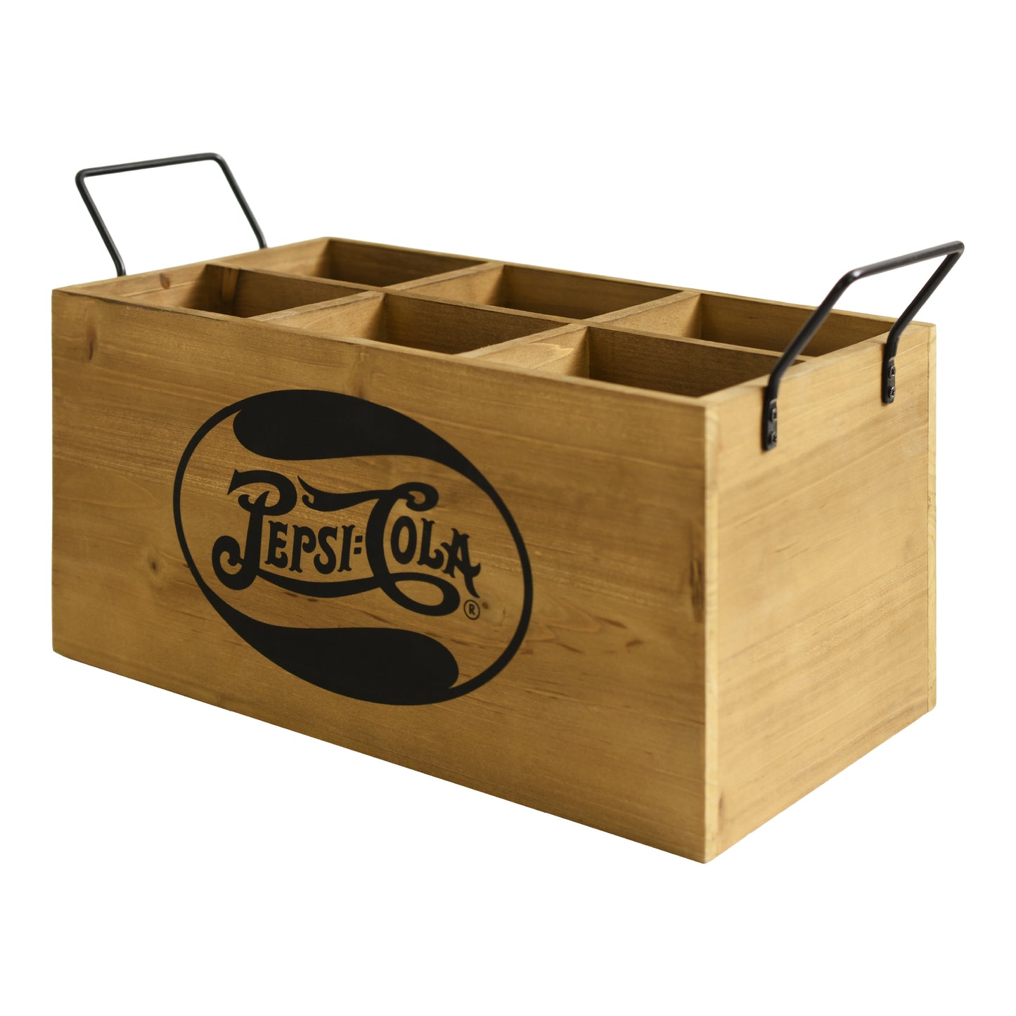 Pepsi-Cola Wooden 6 Bottle Crate Rustic Soda Caddy Storage Box