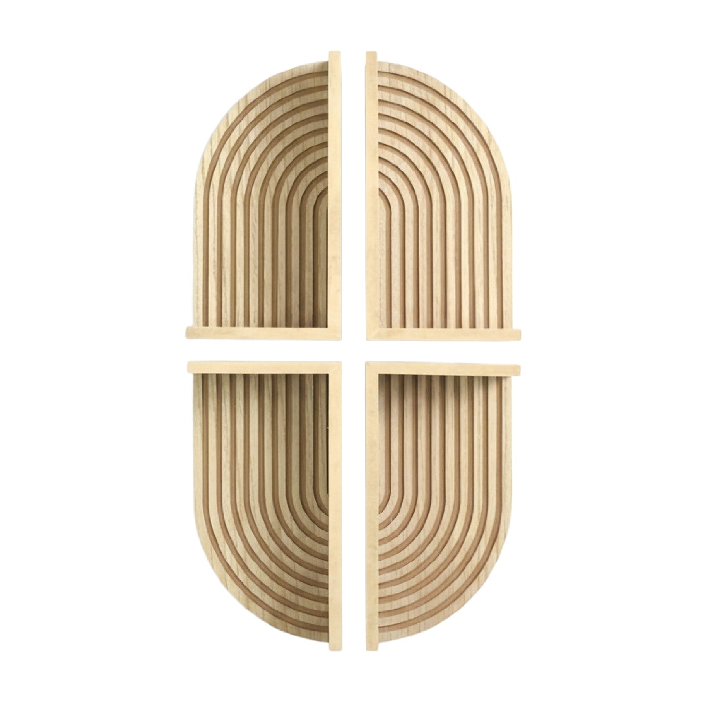Natural Boho Arched Wood 4 Piece Wall Shelf