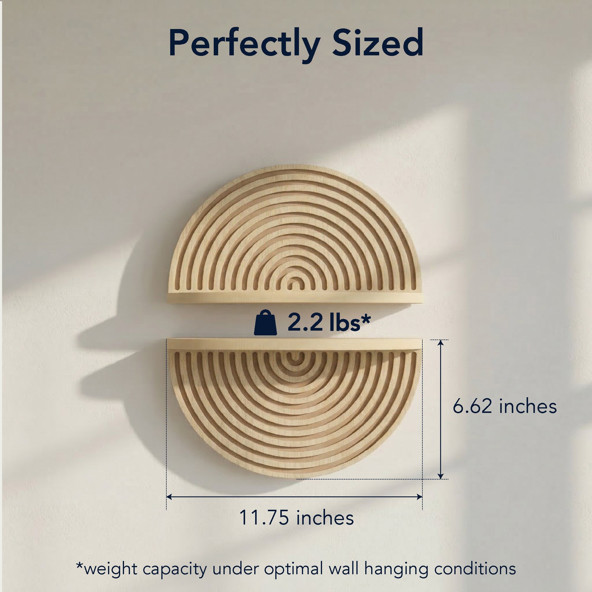Natural Boho Arched Lunar Ledges 2 Piece Floating Wall Shelf 12x6