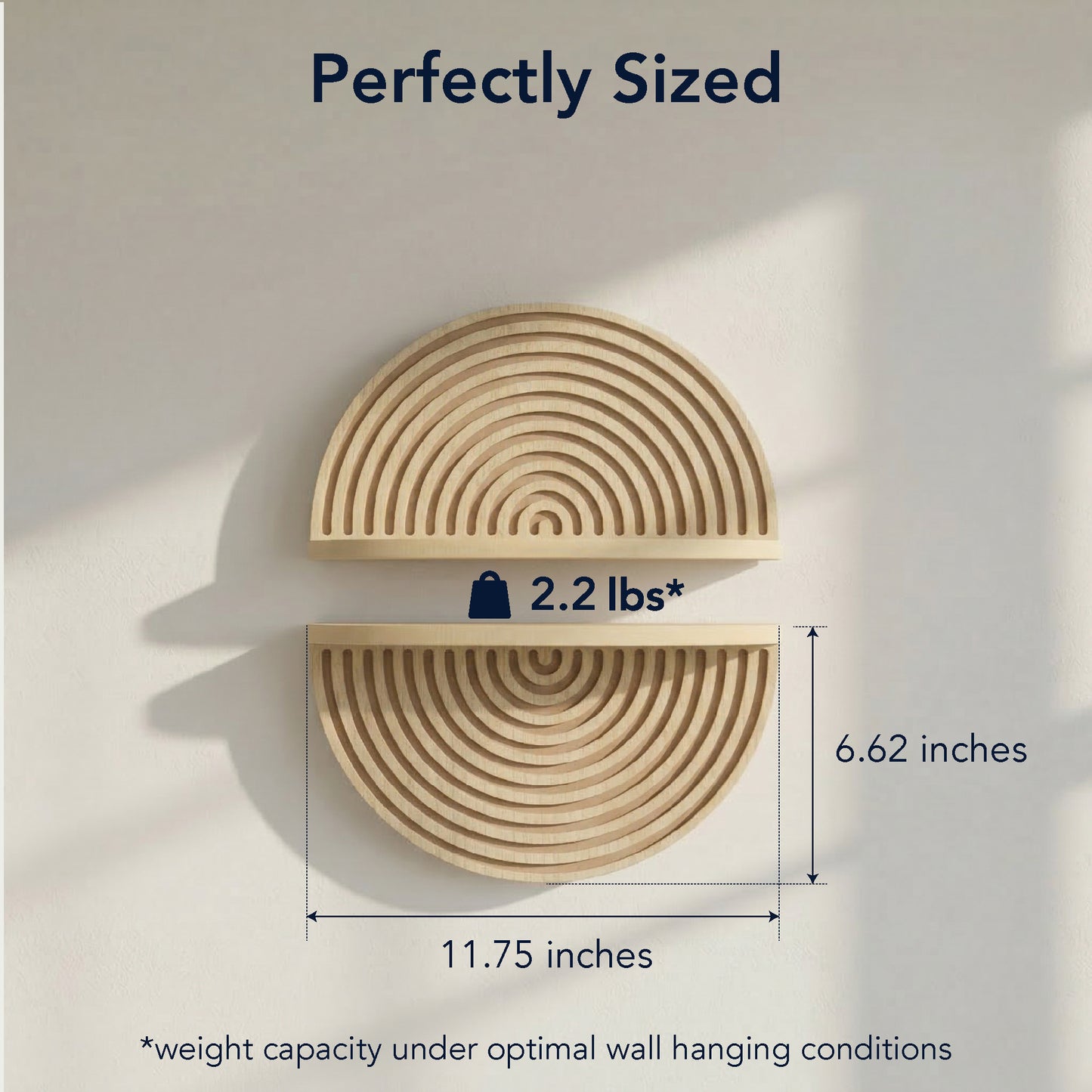 Natural Boho Arched Lunar Ledges 2 Piece Floating Wall Shelf 12x6