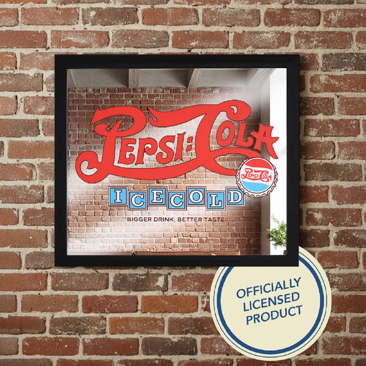 Pepsi Cola Vintage Soda Framed Mirror Wall Decor Retro Ice Cold Sign