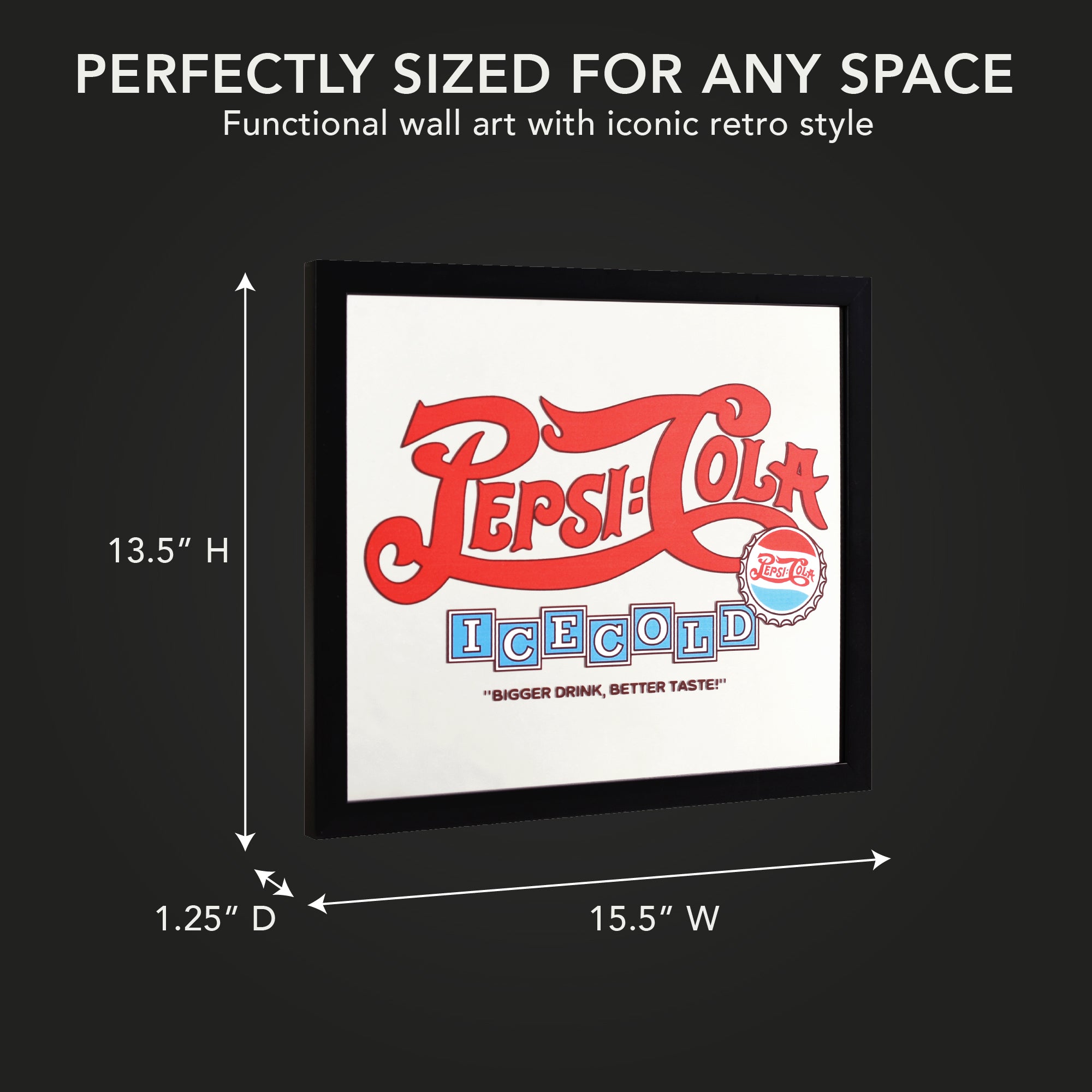 Pepsi Cola Vintage Soda Framed Mirror Wall Decor Retro Ice Cold
