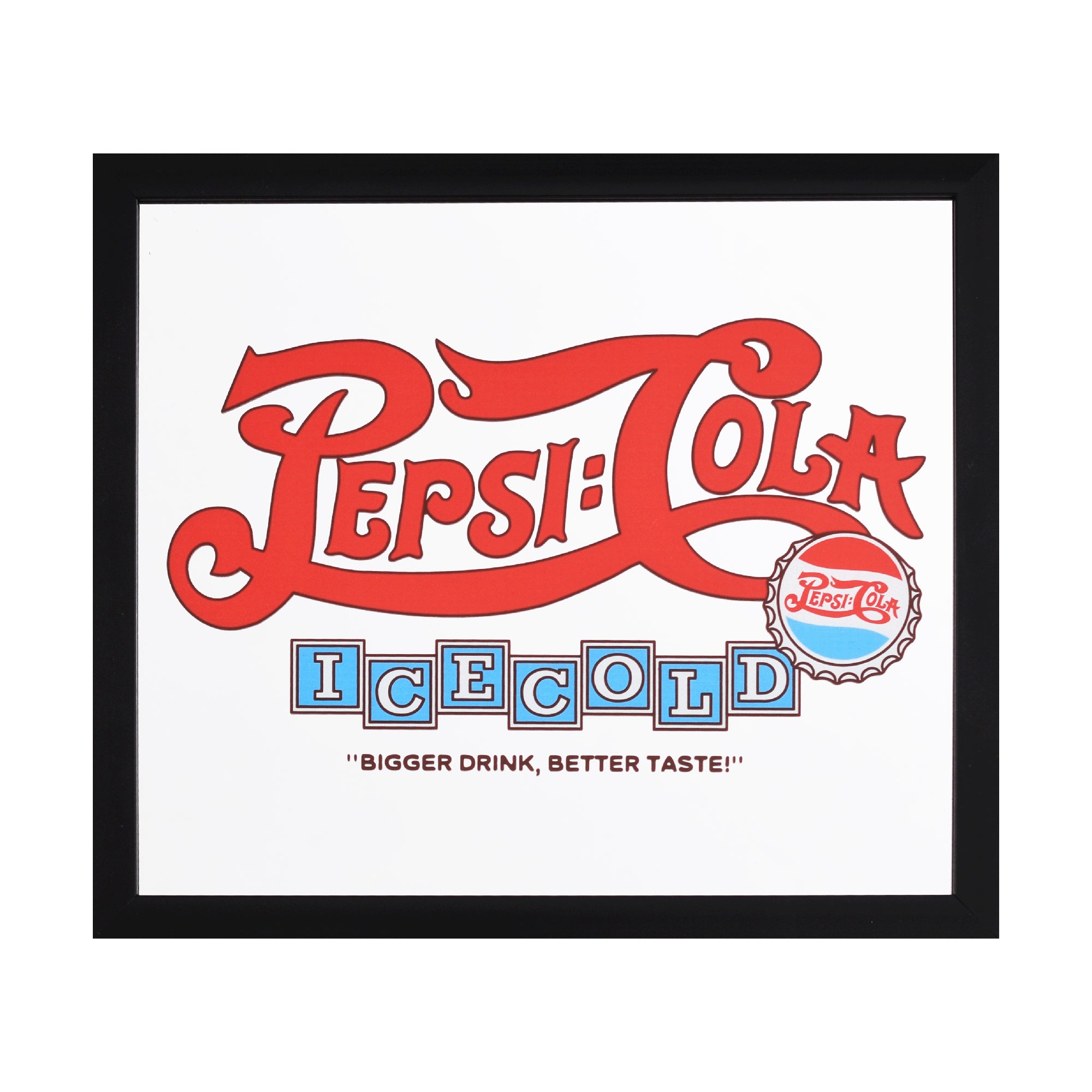 Pepsi Cola Vintage Soda Framed Mirror Wall Decor Retro Ice Cold