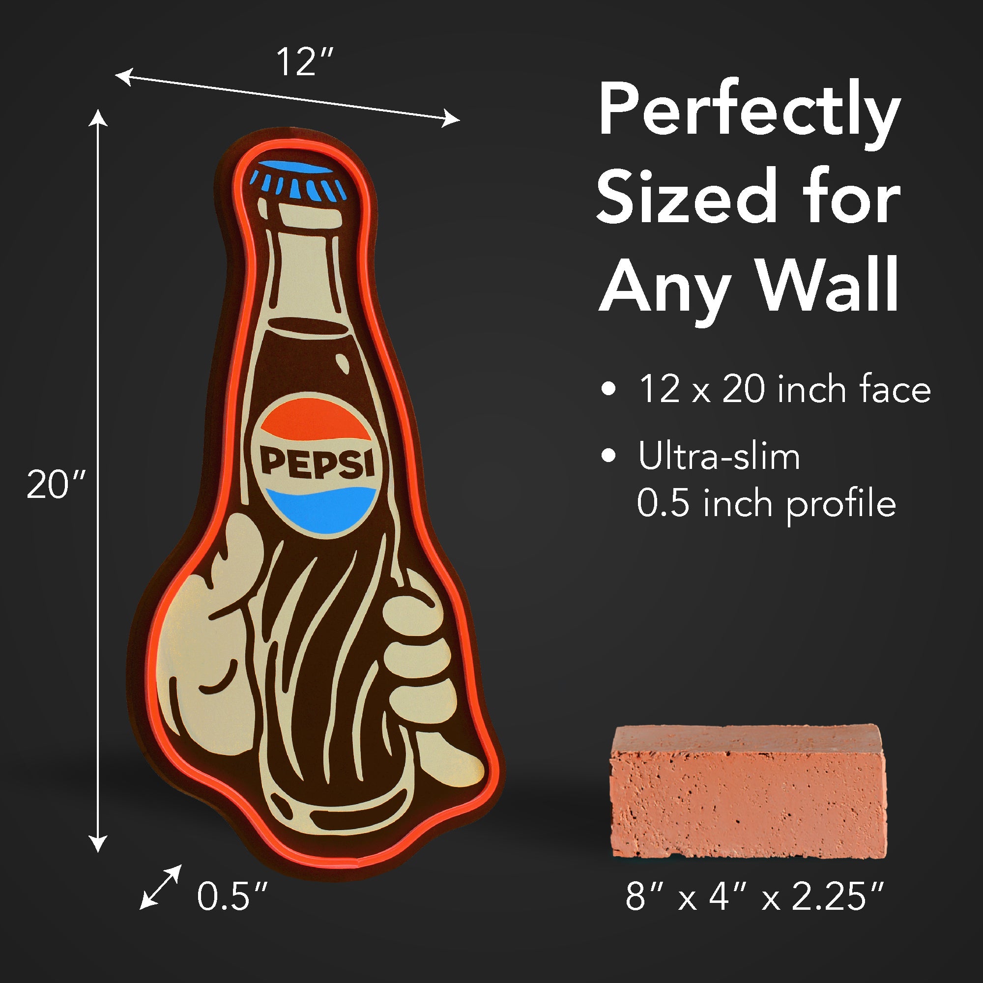 Pepsi Bottle Vintage Bottle LED Plaque Retro Soda Wall Decor