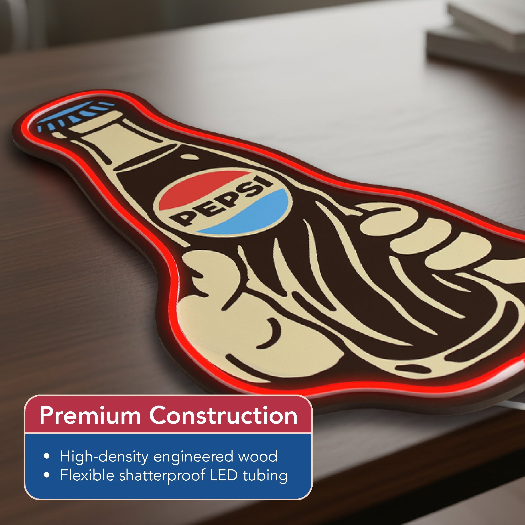 Pepsi Bottle Vintage Bottle LED Plaque Retro Soda Wall Decor