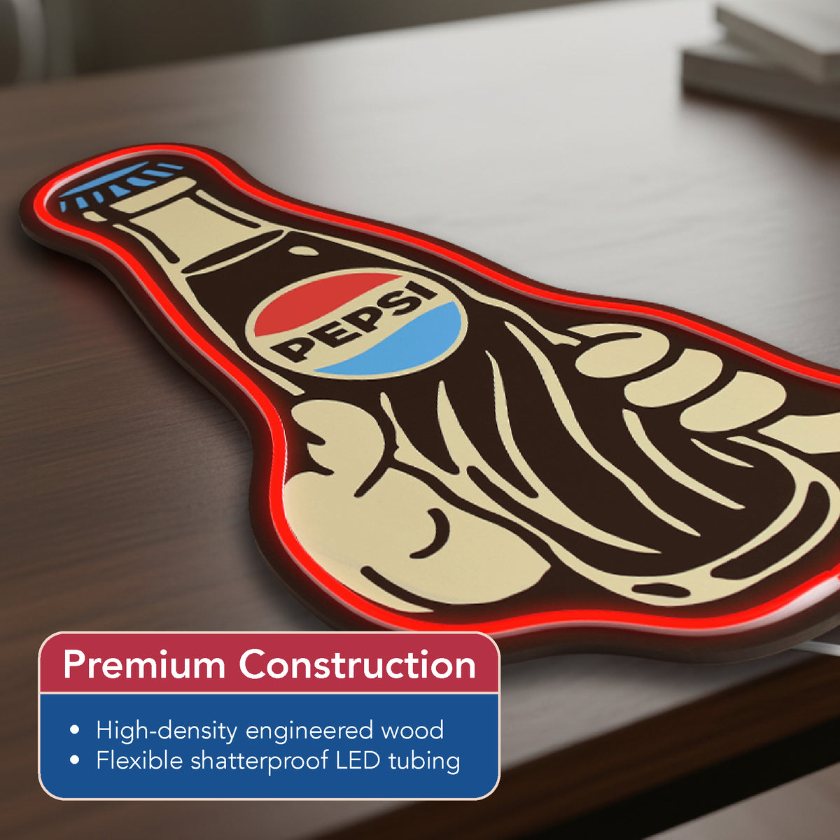 Pepsi Bottle Vintage Bottle LED Plaque Retro Soda Wall Decor 