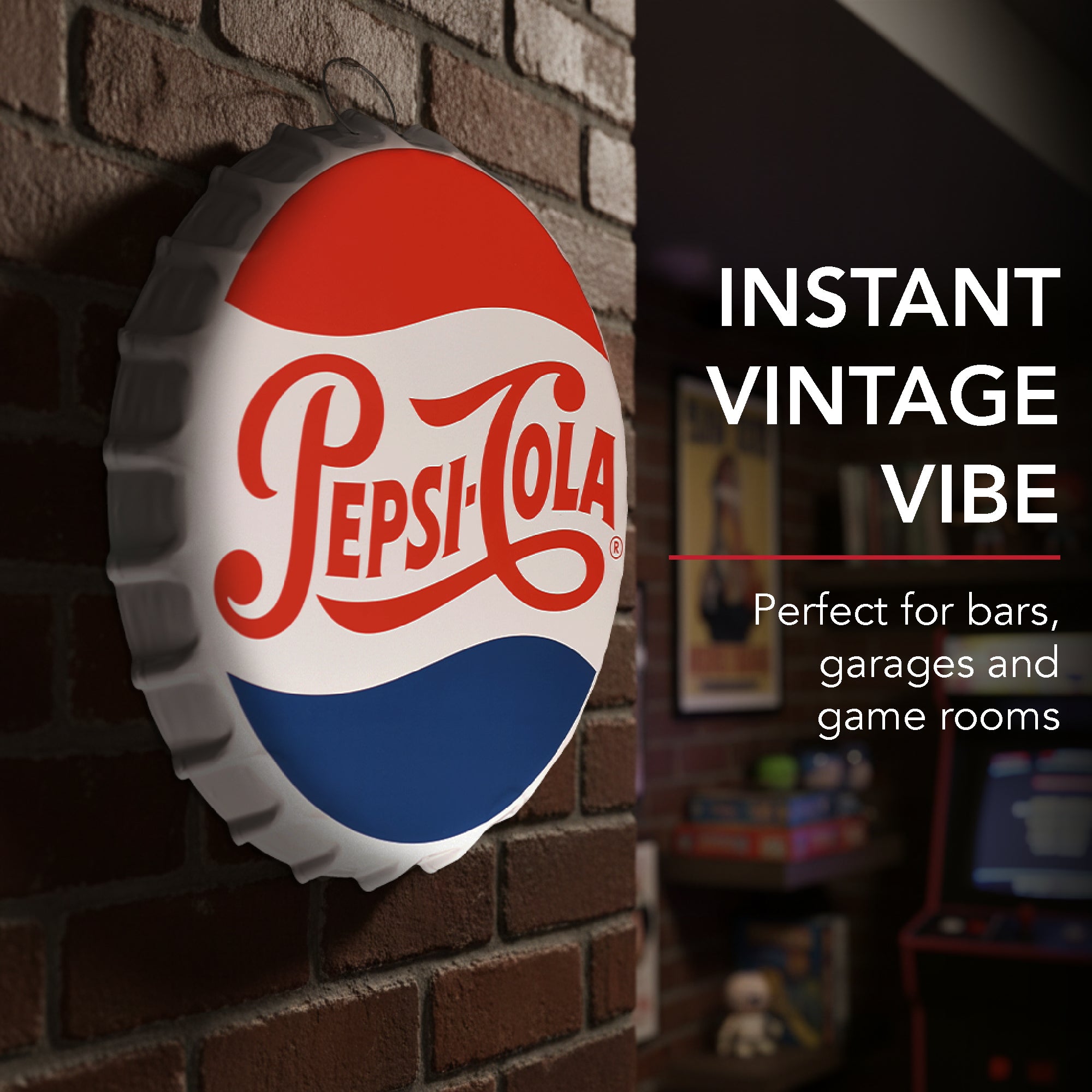 Pepsi Cola Vintage Bottle Cap Metal Wall Sign 16.25