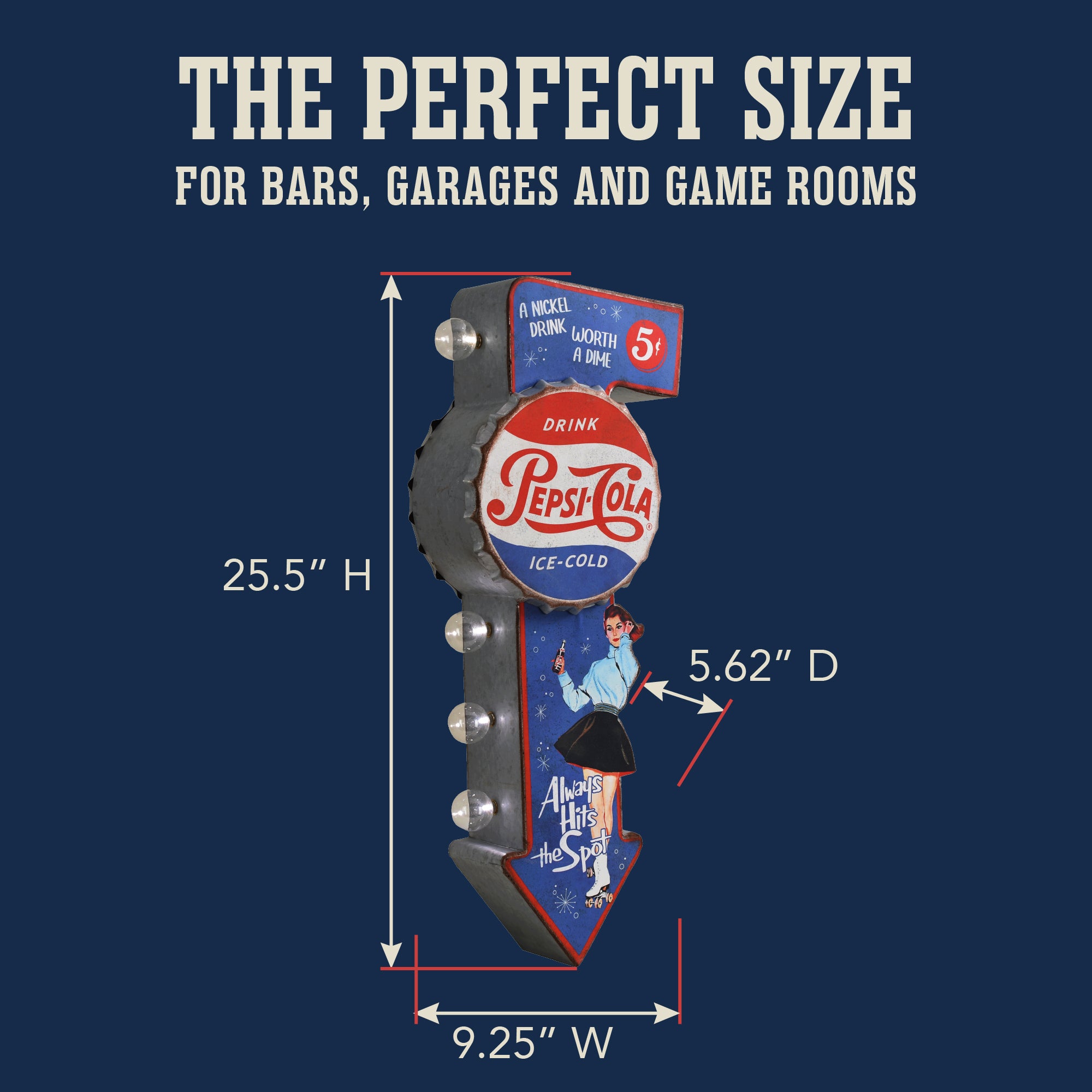 Pepsi-Cola Vintage Double-Sided LED Bottle Wall Sign Retro Decor
