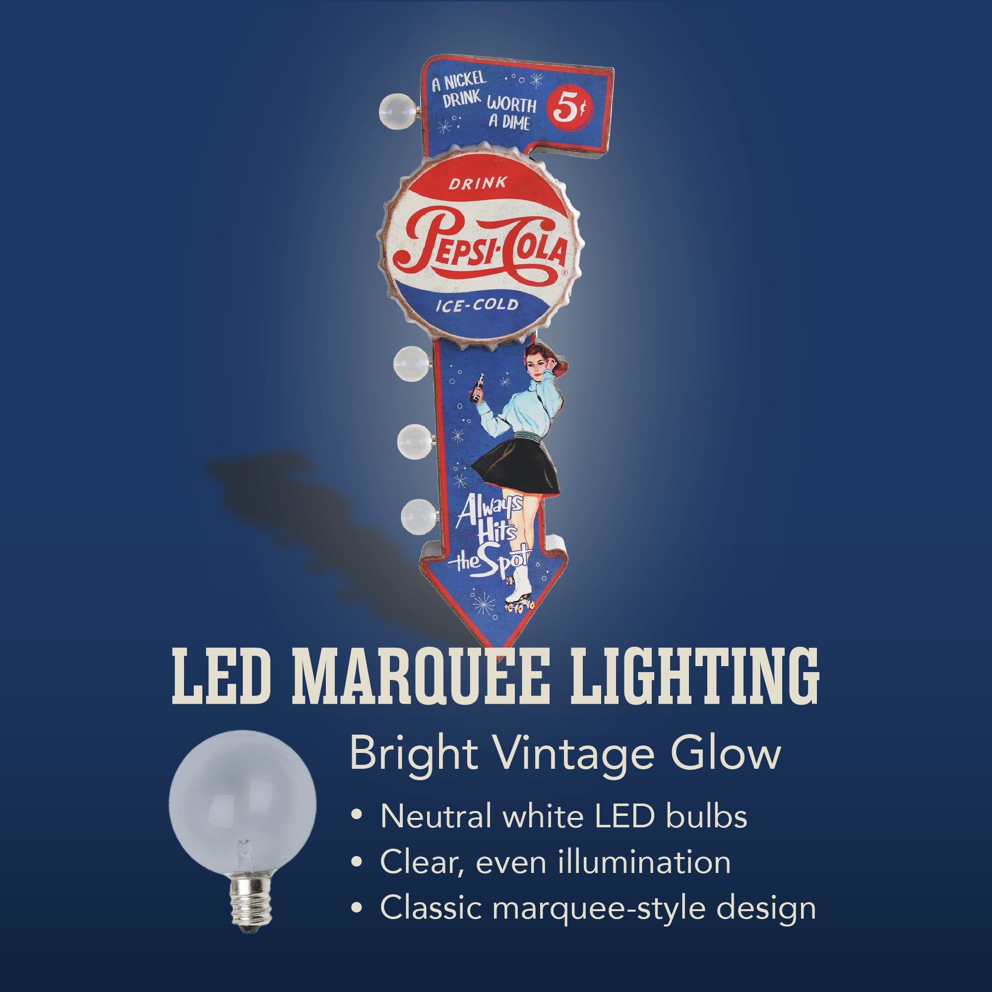 Pepsi-Cola Vintage Double-Sided LED Bottle Wall Sign Retro Decor