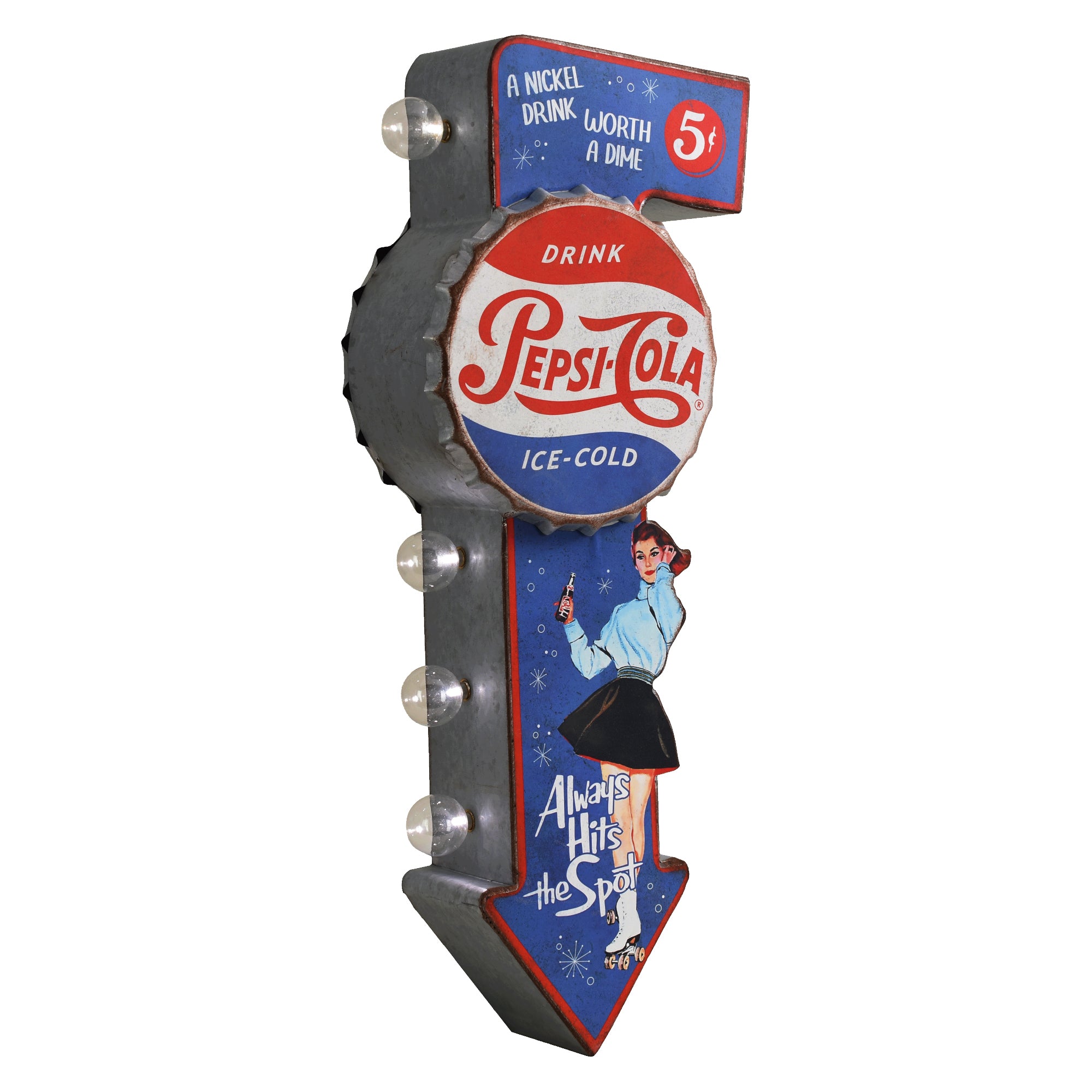 Pepsi-Cola Vintage Double-Sided LED Bottle Wall Sign Retro Decor